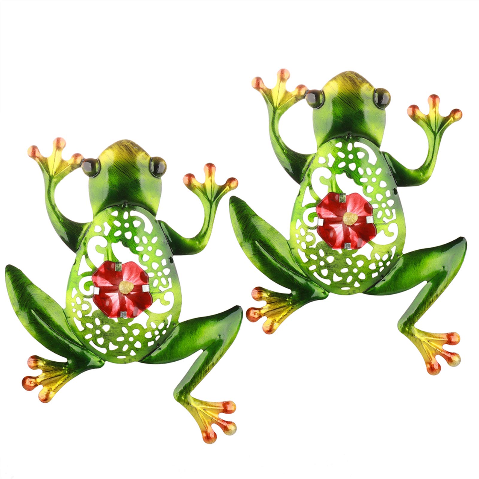 BHSHUXI 2 Pack Metal Frog Wall Art Decor - Outdoor Garden Sculpture with Acrylic Accents for Home, Patio & Bedroom - Perfect for Wall Hanging, Patio Decor & Gift Giving