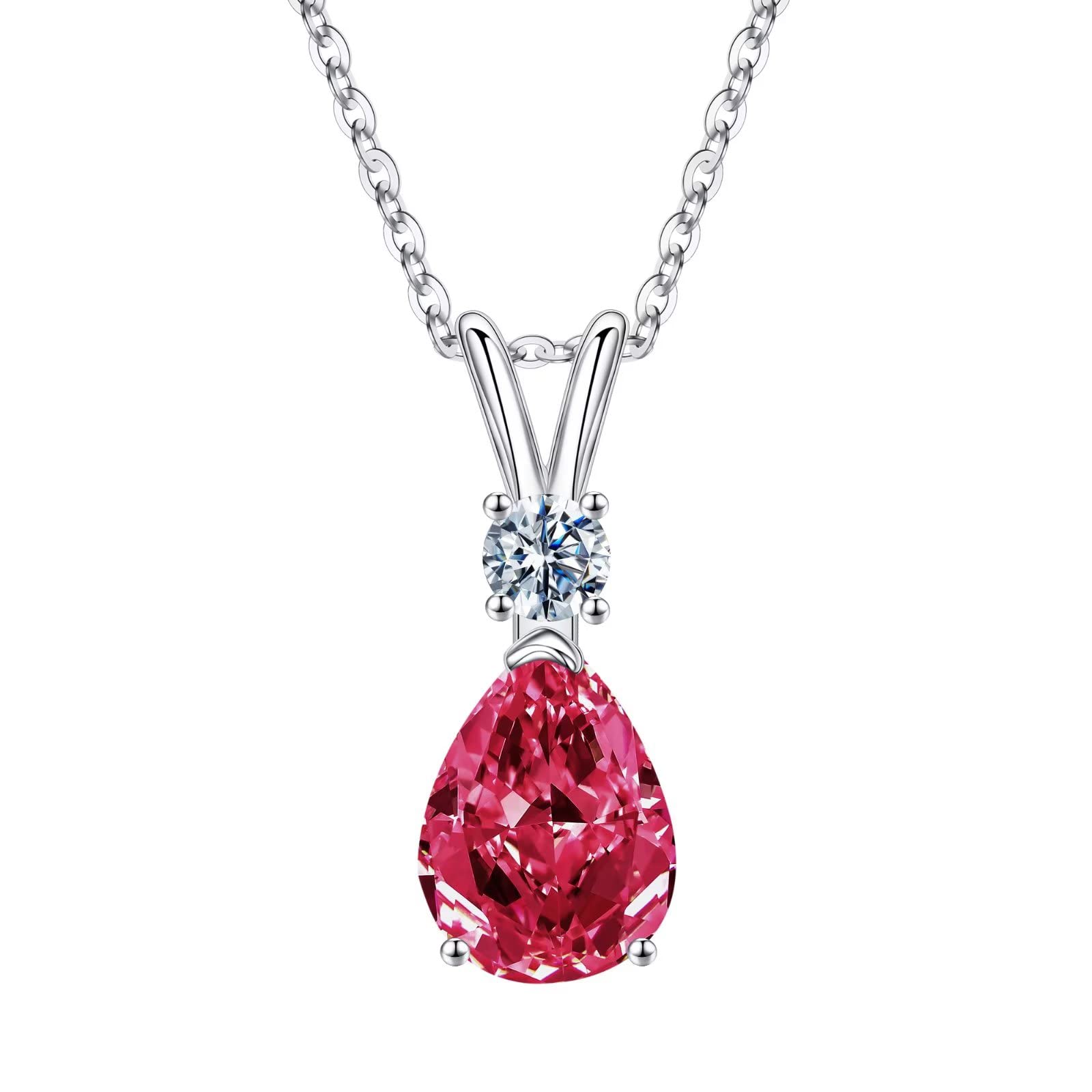 1.25 Ct Pear Birthstone Necklace for Women - 18K White Gold Plated S925 Sterling Silver with Genuine/Created Gemstone | Elegant Jewelry Gift for Birthday, Anniversary & Special Occasions | Perfect for Everyday Wear, Date Night & Formal Events