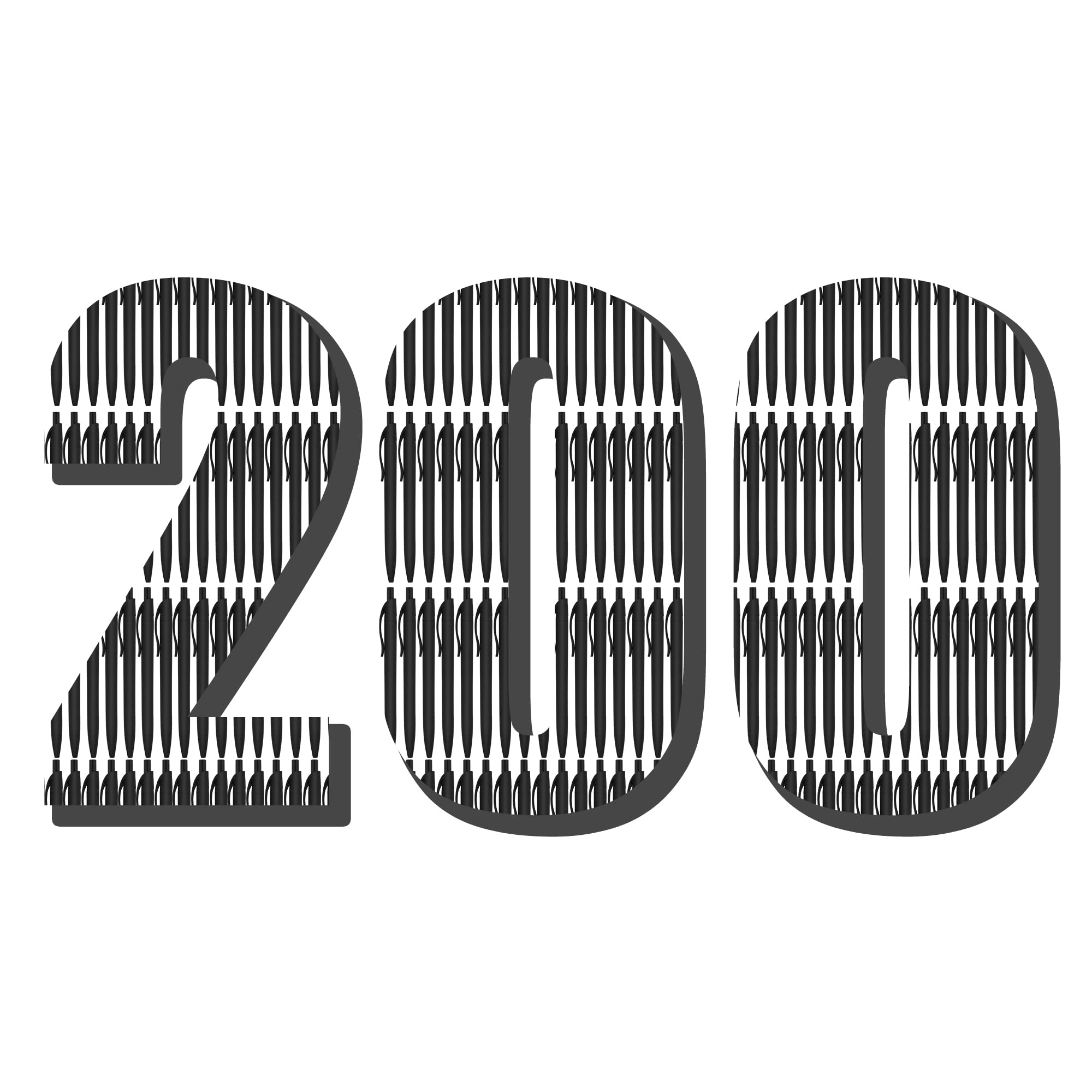 200 Pack No Bleed Black Barrel Click Pens - Smooth Writing Retractable Ballpoint Pens with 1.0MM Medium Point Black Ink | Bulk Office Supplies for School, Business & Home Use