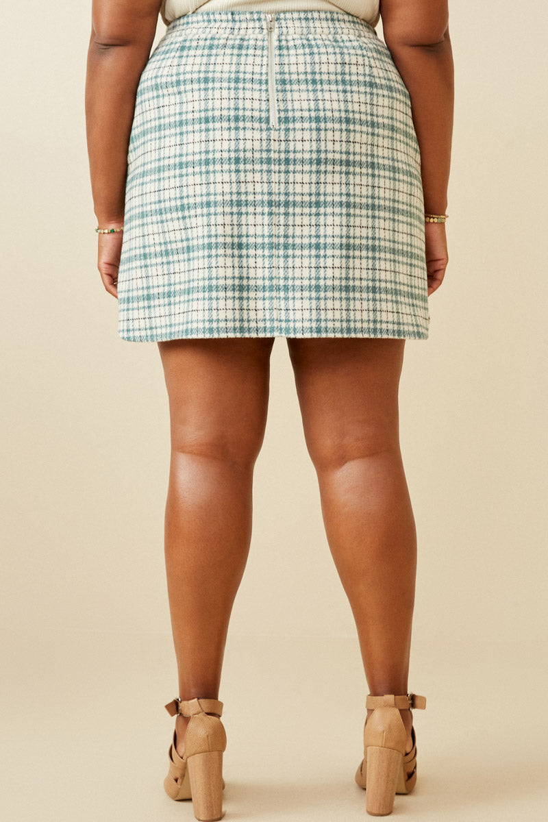 Women's Cozy Flannel Zip-Up Skirt - Soft Plaid Wrap Skirt with Front Zipper - Perfect for Fall, Winter & Casual Outfits (Office, Dates, Travel)