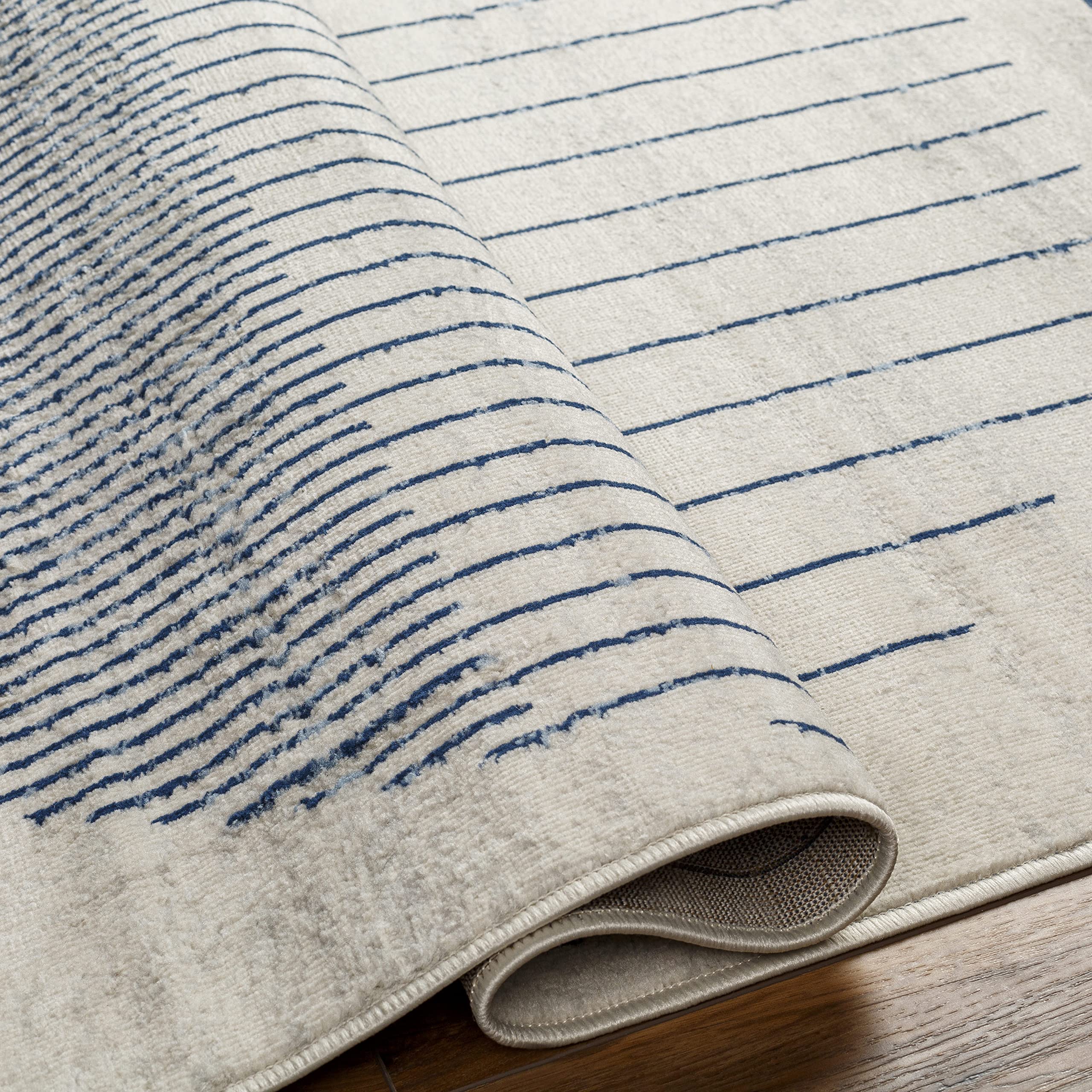 Mark&Day 12x15 Modern Navy Blue Area Rug - Soft Blue Grey Beige Carpet for Living Room, Bedroom, Kitchen - 11'10