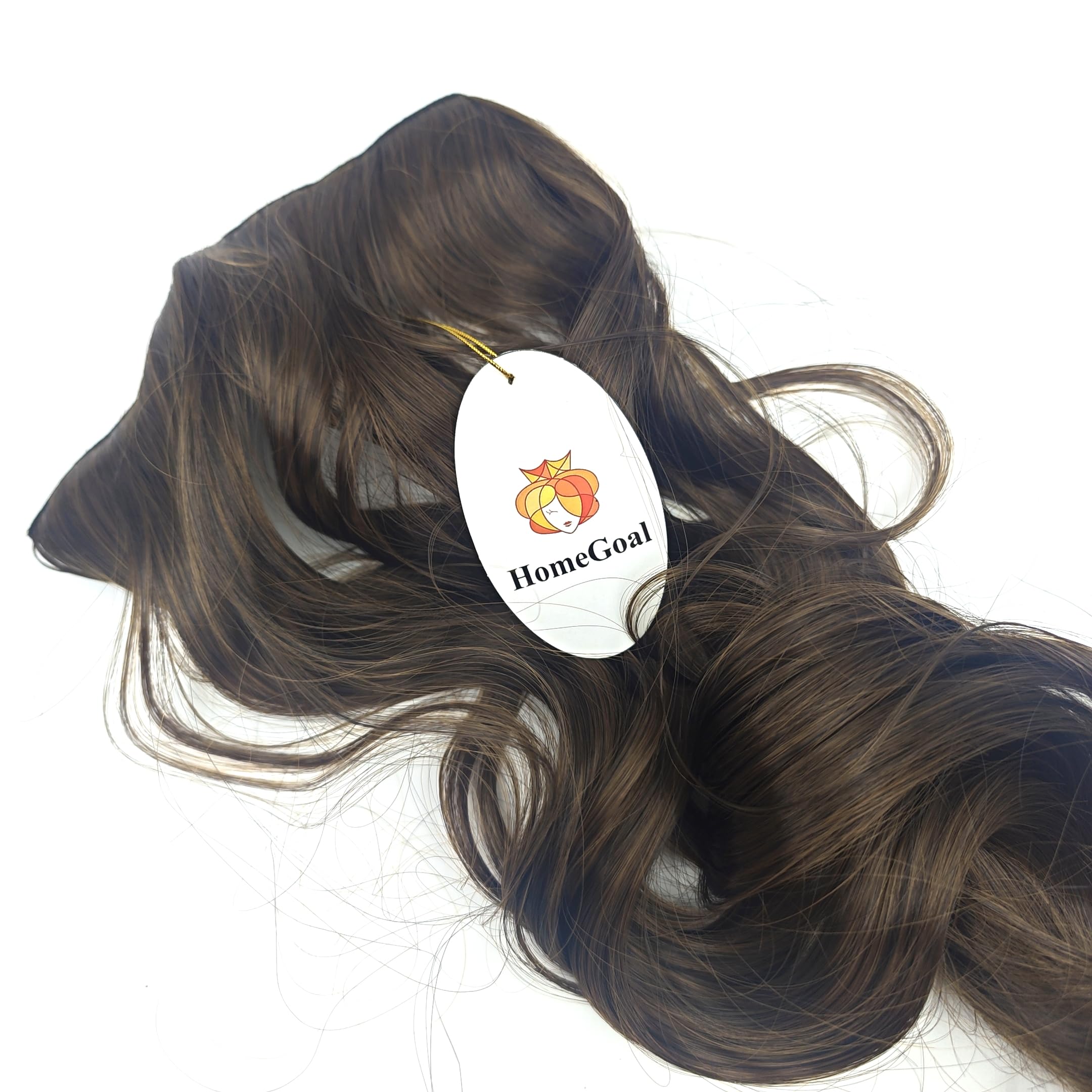 1-Pack 3/4 Full Head Curly Wave Synthetic Hair Extensions for Women - 5 Clips, 4.6oz Each, Medium Brown, 20 Inch - Perfect for Parties, Weddings & Daily Styling