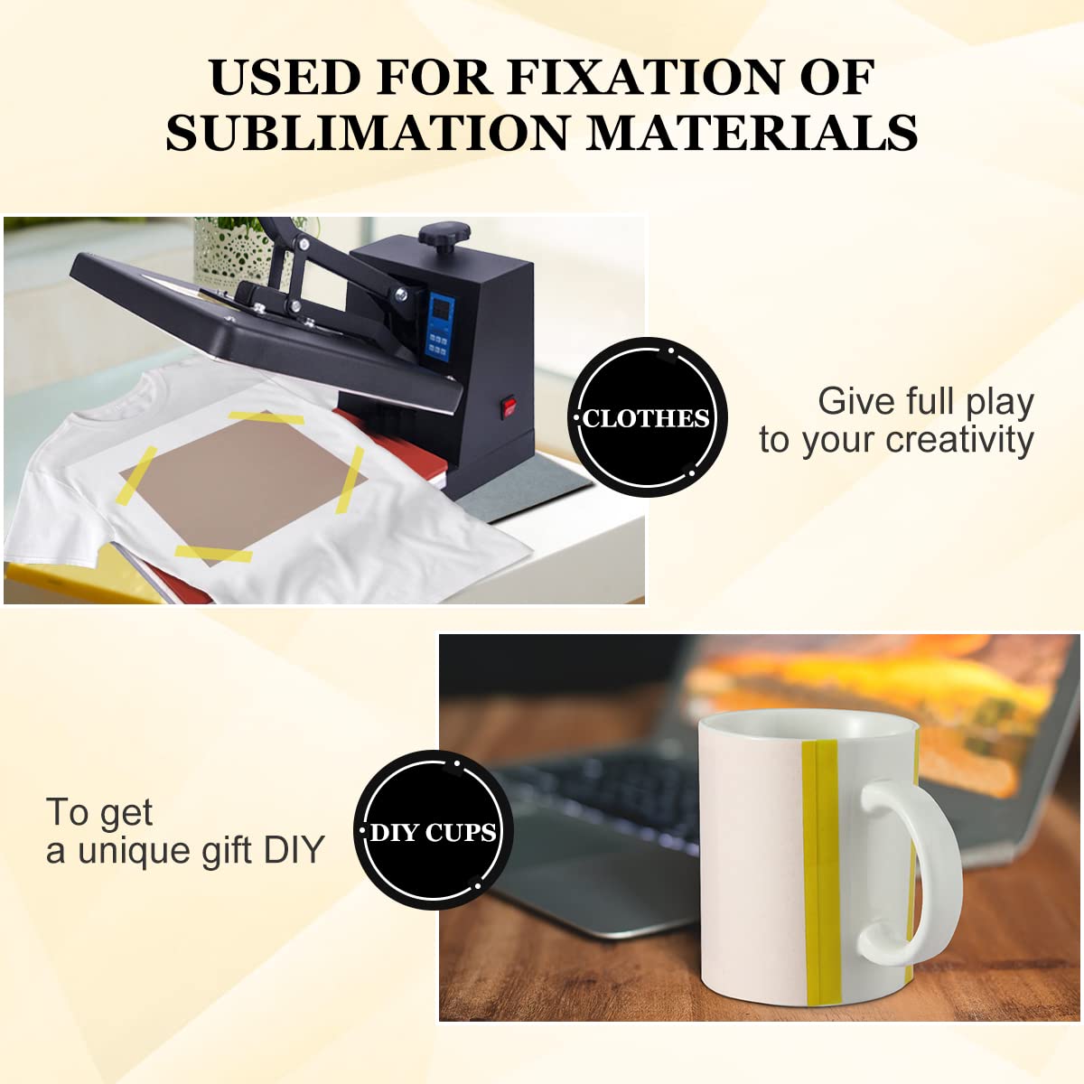 High Temperature Polyimide Film Adhesive Tape - 1 inch (25.4mm) x 36 Yards - No Residue Heat Resistant Tape for Sublimation, Masking, 3D Printing, Electronics & Soldering | Perfect for DIY Crafts, Industrial Use & High Heat Applications