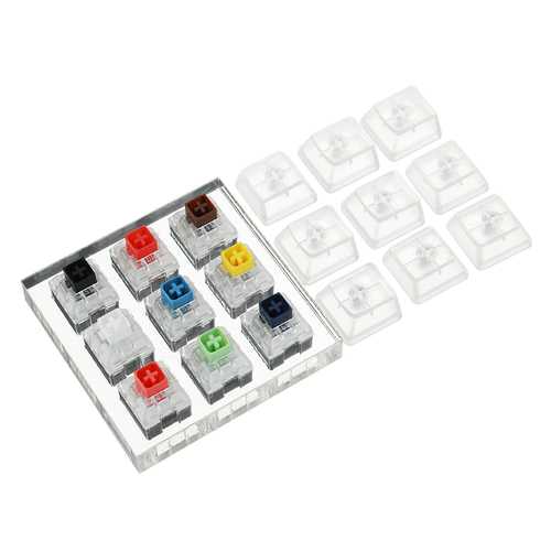 Kailh BOX Switch Tester - 9 Key Mechanical Keyboard Switch Sampler with Acrylic Base & Clear Keycaps for Gaming, Typing & DIY Keyboard Builds