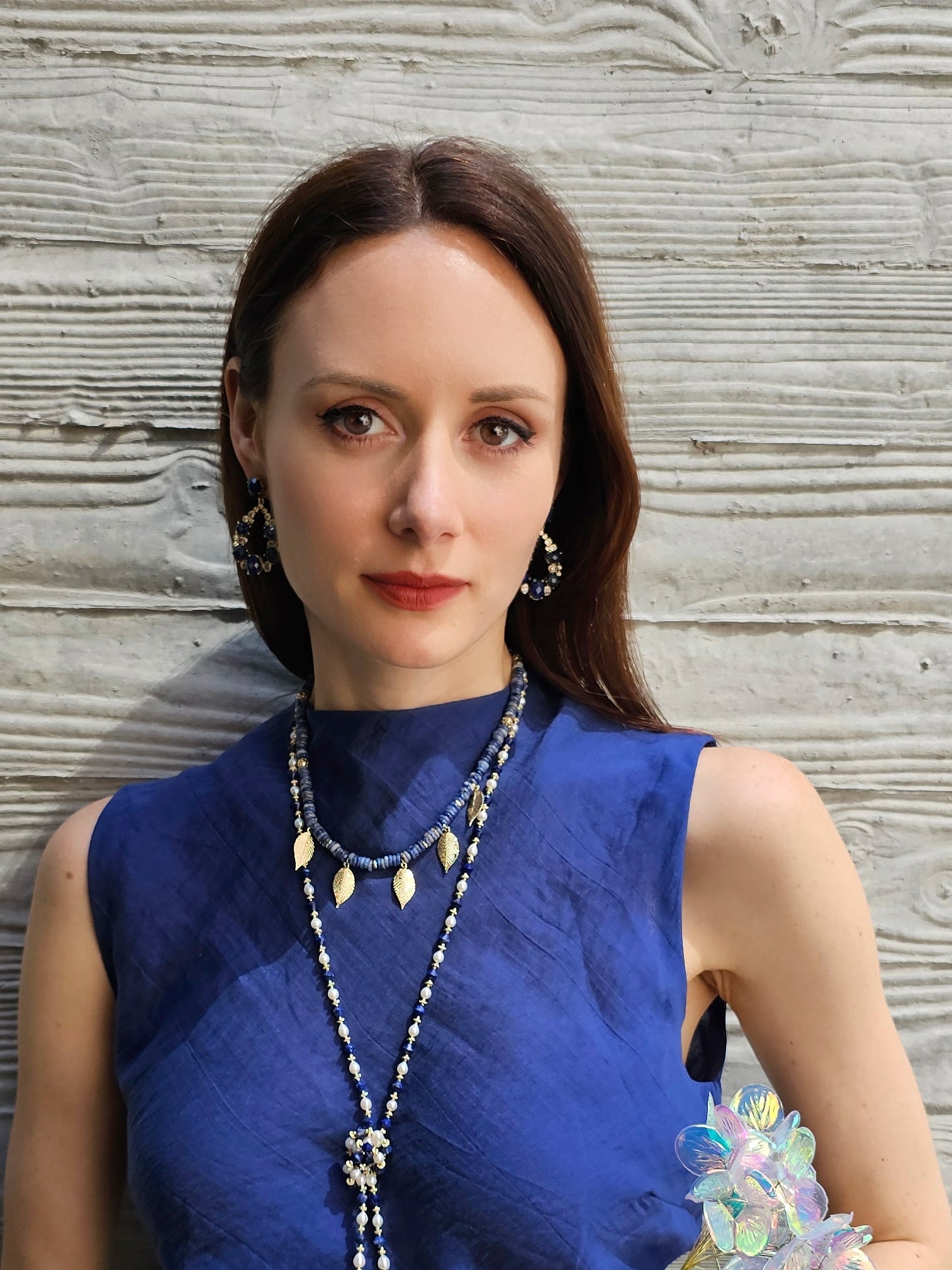 Bohemian Sodalite Leaf Charm Statement Necklace for Women - Handmade Jewelry for Boho Fashion, Spiritual Healing & Layering - Perfect for Festivals, Parties & Everyday Wear