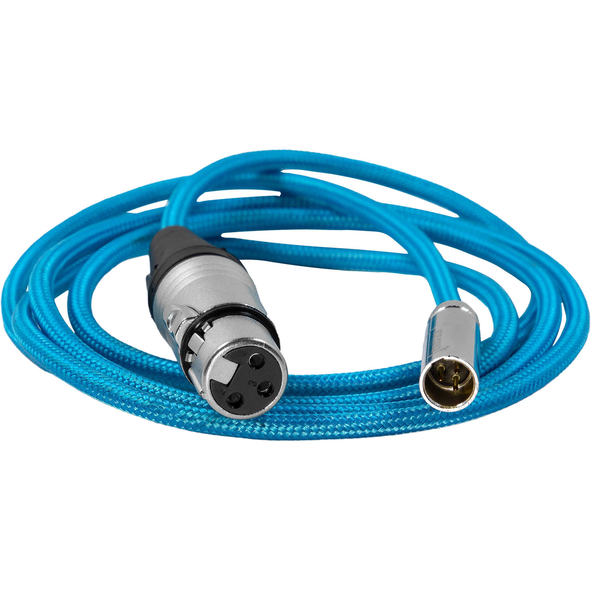 Kondor Blue Mini XLR Male to XLR Female Audio Cable (3ft) for Canon C70 & BMPCC 6K/4K Cameras - Professional Studio & Field Recording - Blue