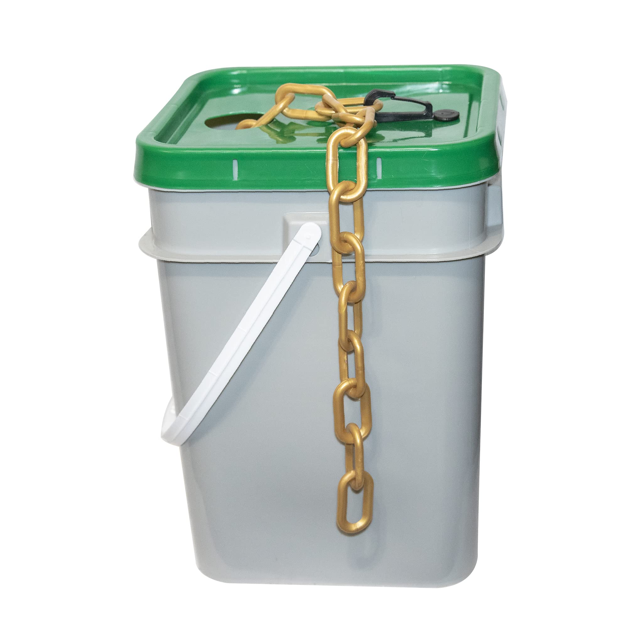 Mr. Chain Plastic Barrier Chain Pail - 1-Inch Gold Link Diameter, 350-Foot Length (10009-P) - Perfect for Crowd Control, Event Safety, and Construction Site Barriers