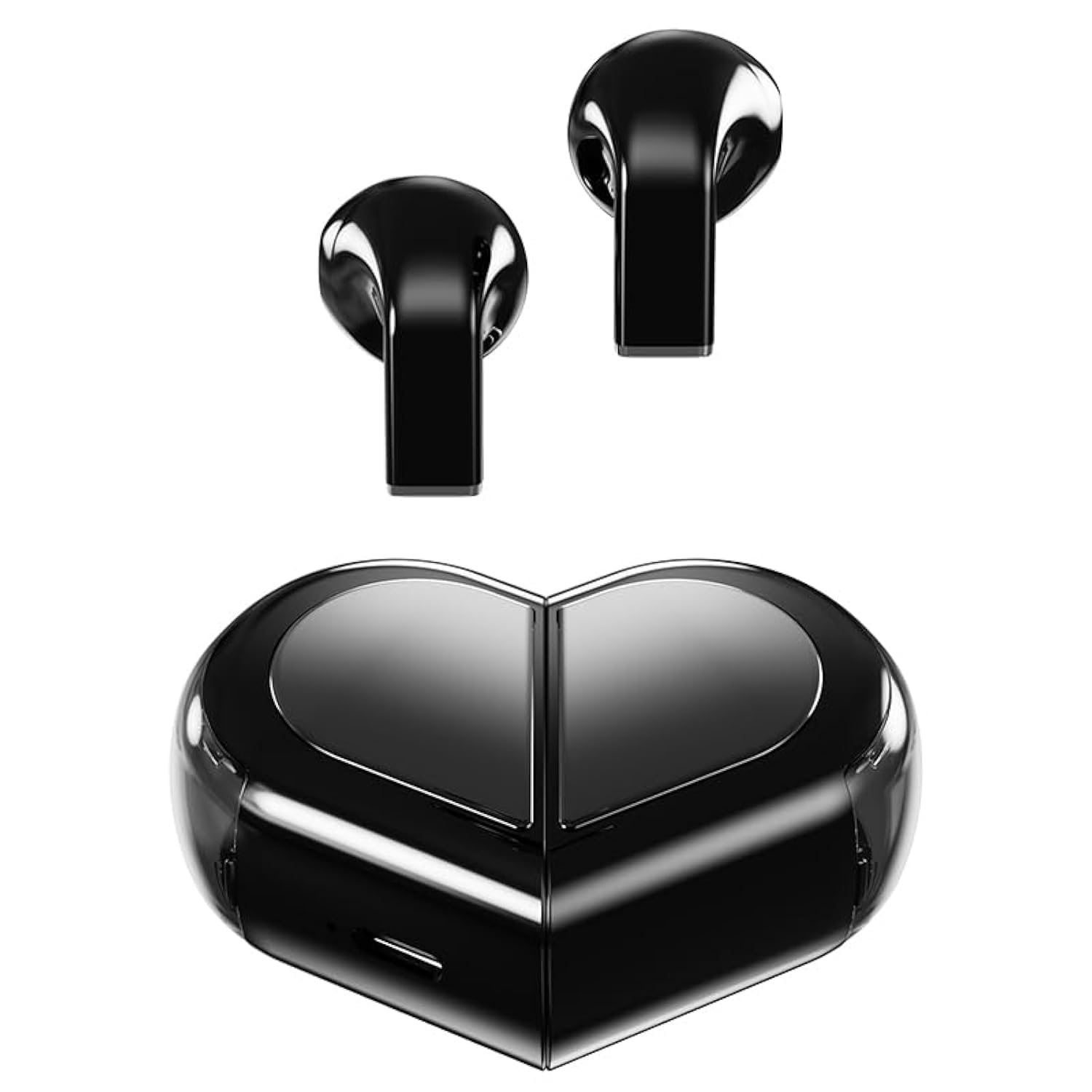 URIZONS Heart-Shaped Wireless Earbuds with Mic, Bluetooth 5.0 TWS In-Ear Headphones for Couples, Valentine's Day Gifts, Sports & Travel - USB-C Charging, Black - Perfect for Gym, Running & Romantic Dates