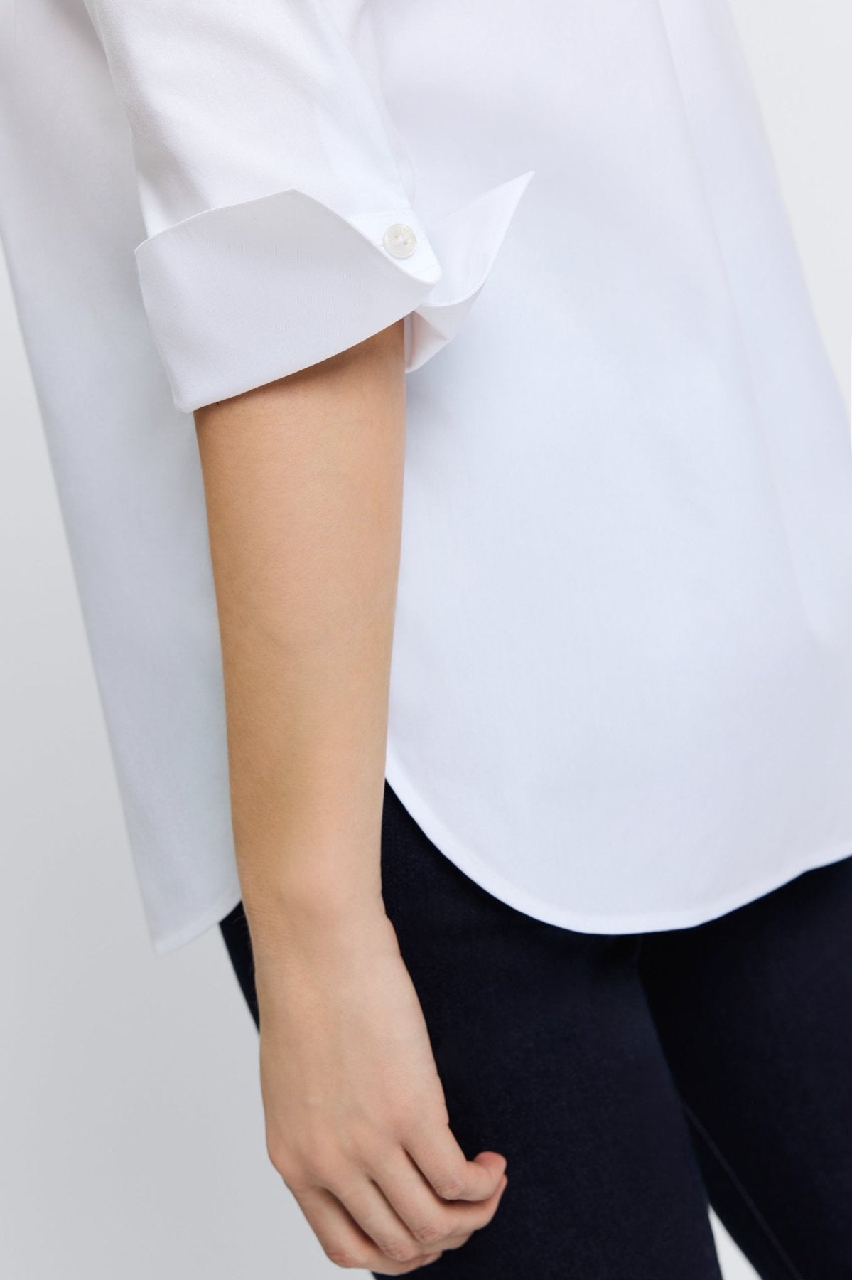 Madison No Iron Pinpoint 3/4 Sleeve Tunic Shirt for Women - Wrinkle-Free Office Wear & Casual Outfits - Perfect for Work, Travel and Everyday Comfort