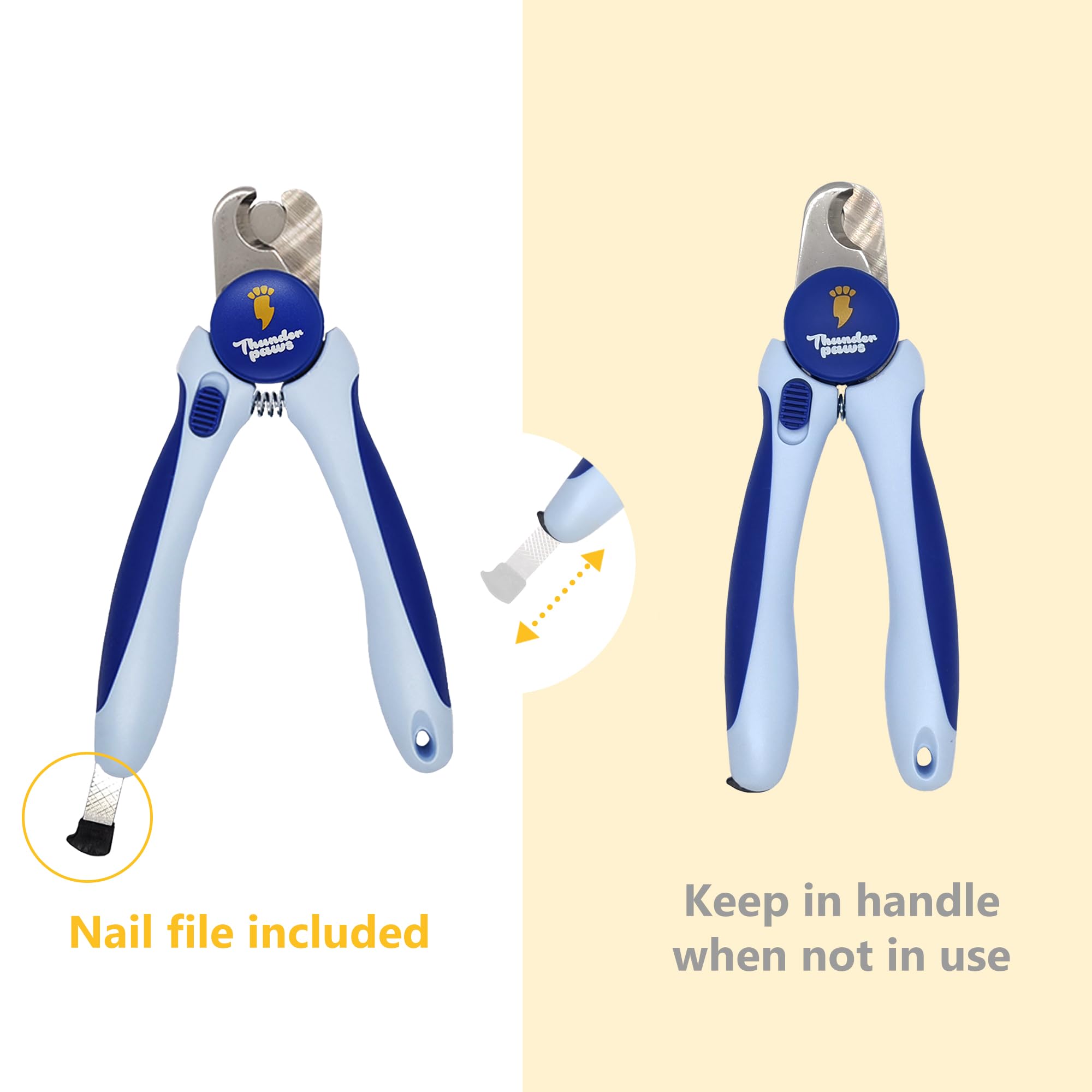 Premium Dog Nail Clippers with Safety Guard & Nail File - Professional Grooming Tool for Medium to Large Dogs - Blue Pet Nail Trimmer for Safe At-Home Grooming & Paw Care