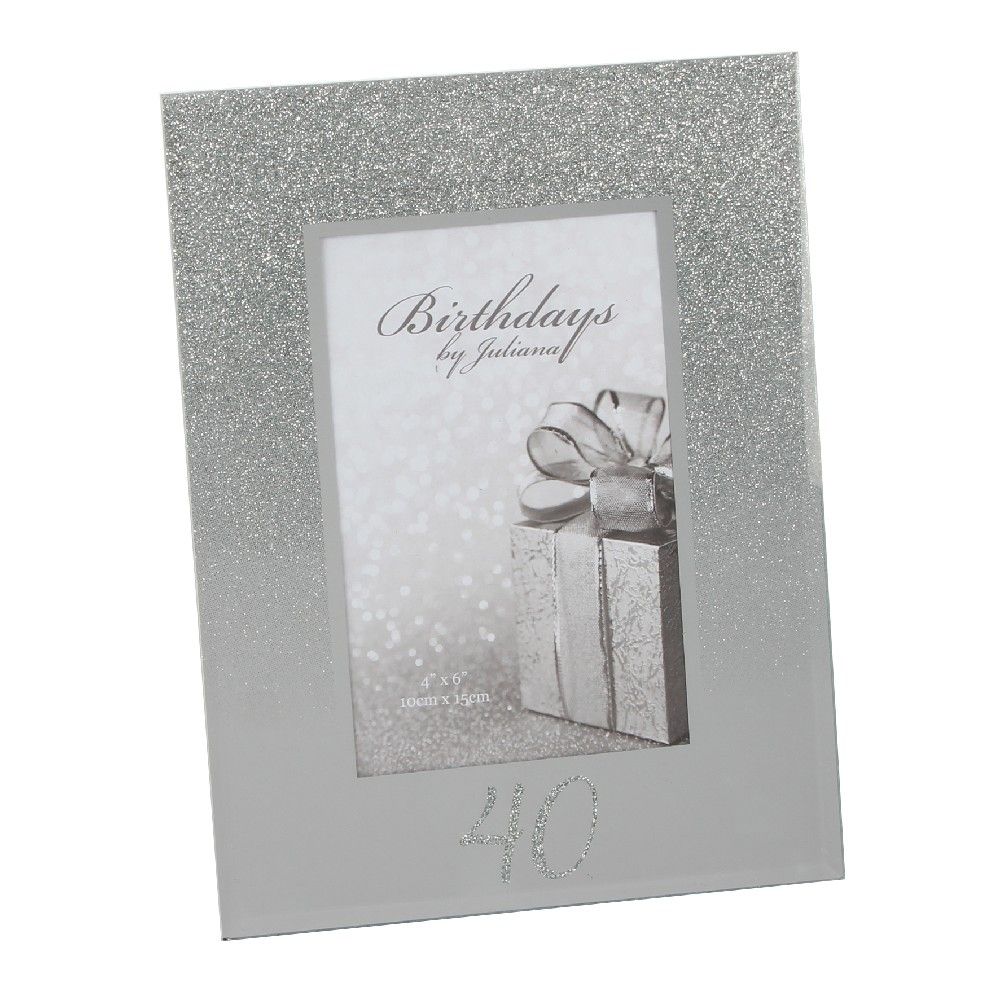 4x6 Glitter Mirror Frame for Birthdays by Juliana - Perfect for 40th Birthday Decorations & Party Photo Displays