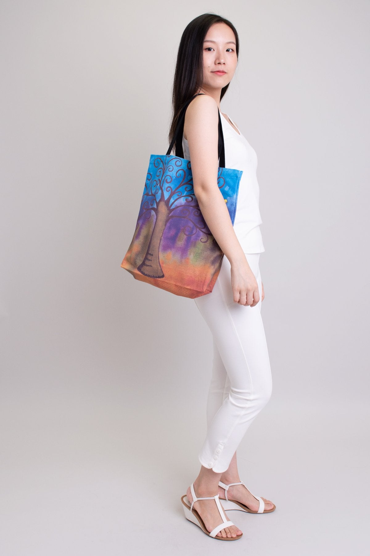 Stylish Okanagan Cotton Tote Bag - Eco-Friendly Artwork Print Reusable Shopping Bag for Groceries, Beach & Daily Use