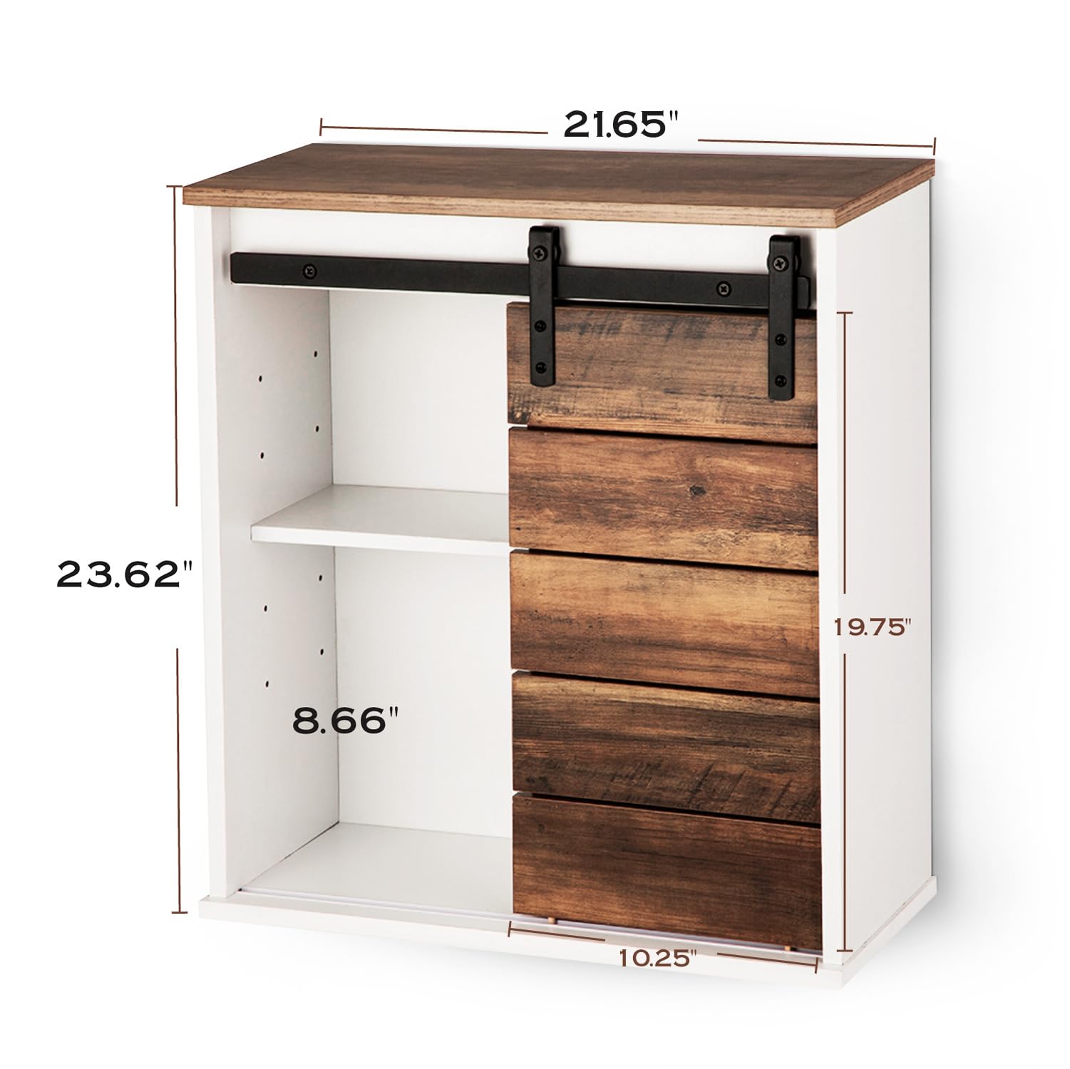 Farmhouse Wall Mounted Storage Cabinet with Sliding Barn Door - White Bathroom Medicine Cabinet for Bathroom, Kitchen & Living Room | Space-Saving Organizer for Toiletries, Cosmetics & Home Essentials