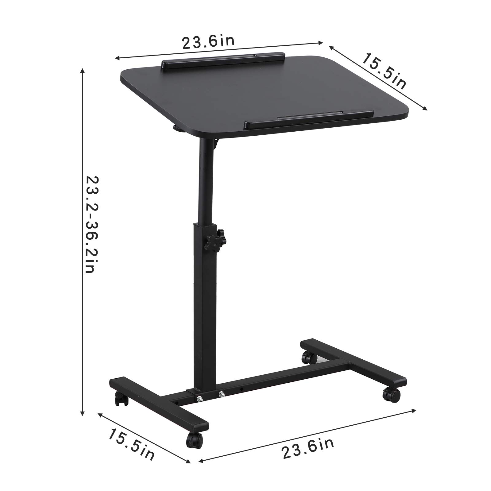 Adjustable Overbed Table with Wheels - Portable Rolling Laptop Tray & Bedside Desk Cart for Hospital, Home, or Office Use - Ideal for Working, Eating, Reading in Bed or Recovering Patients