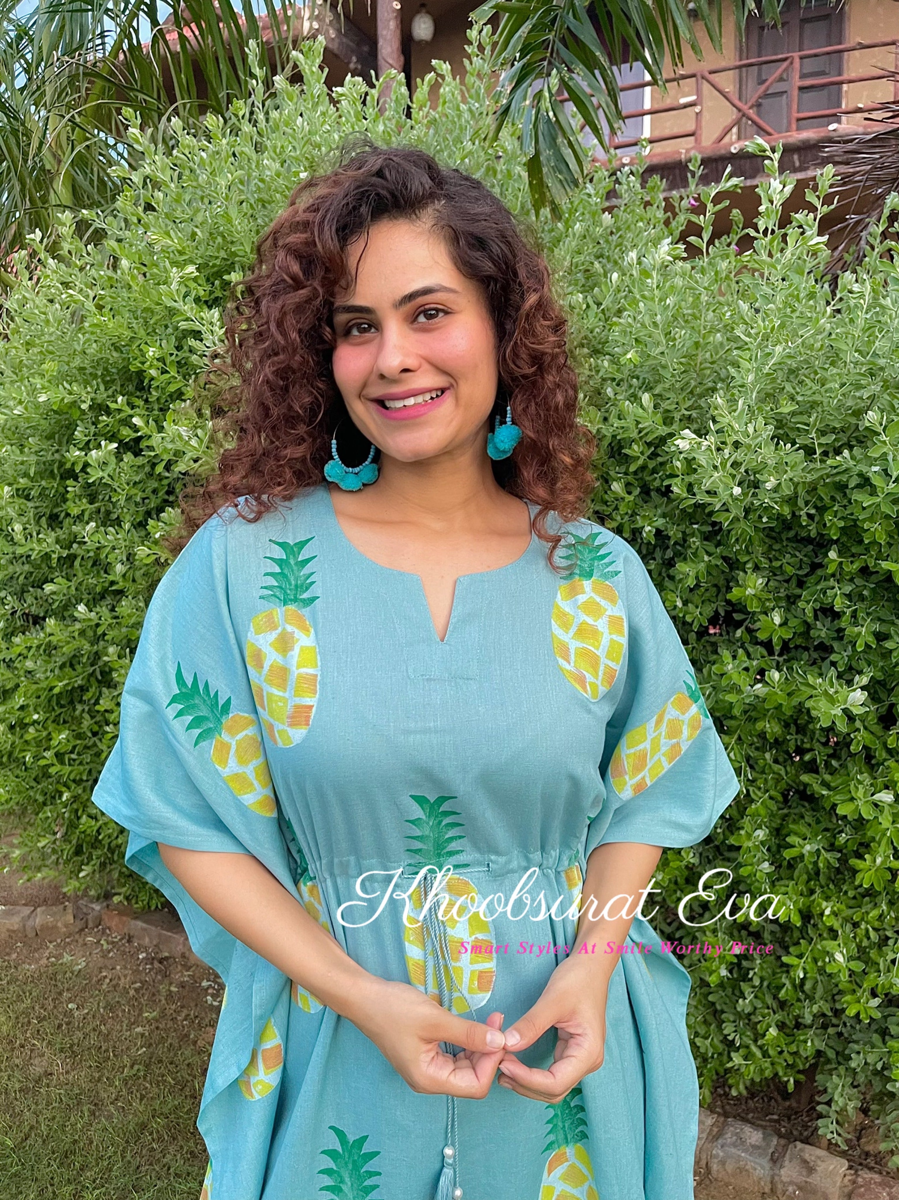 Island Paradise Kaftan - Flowy Beach Cover Up Dress for Women | Boho Summer Maxi Dress with Pockets | Perfect for Vacations, Pool Parties & Tropical Getaways