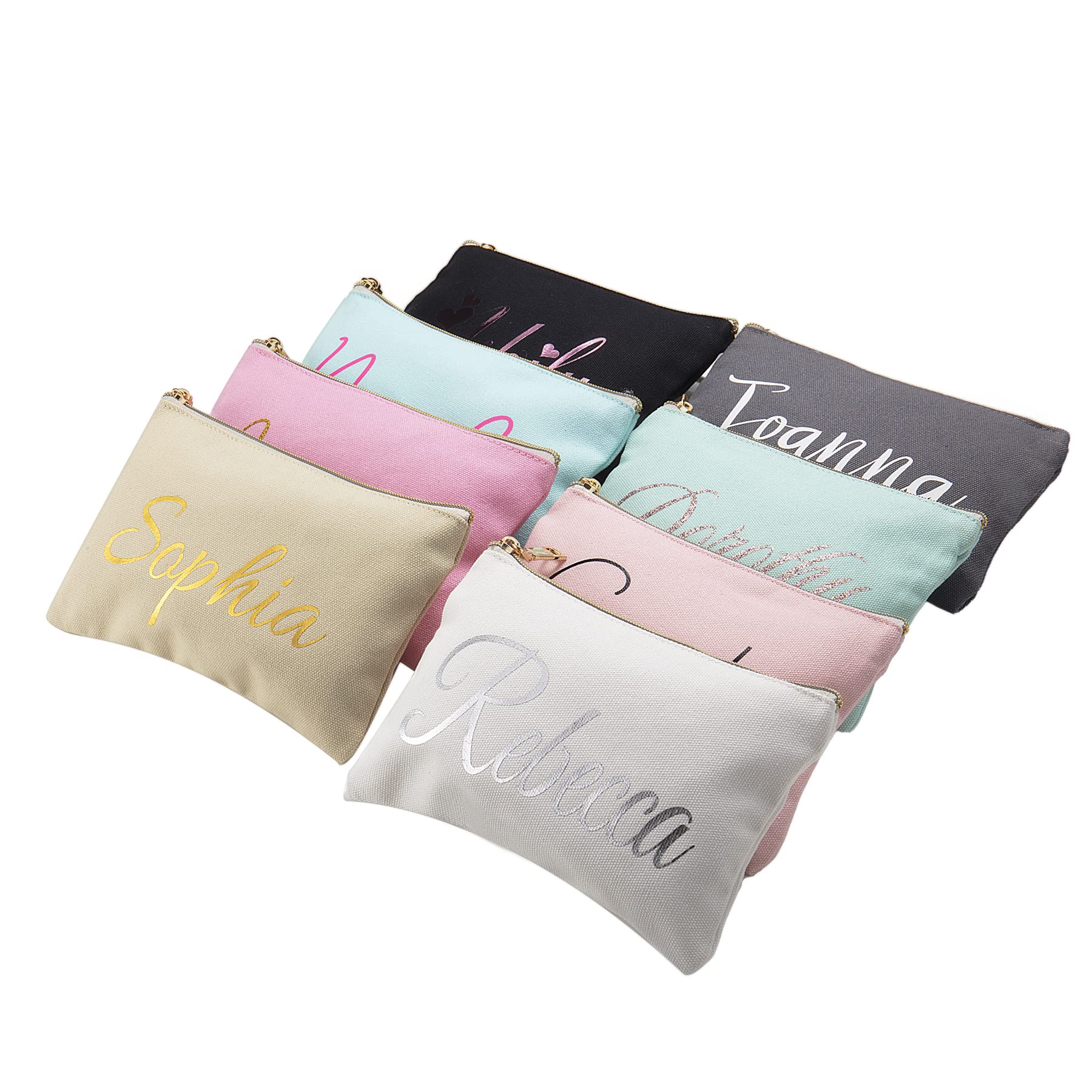 Personalized Travel Makeup Bag for Women | Custom Canvas Cosmetic Zipper Pouch | Bridesmaid Proposal Gift & Bride Toiletry Organizer | Yellow | Perfect for Weddings, Bachelorette Parties & Travel Essentials