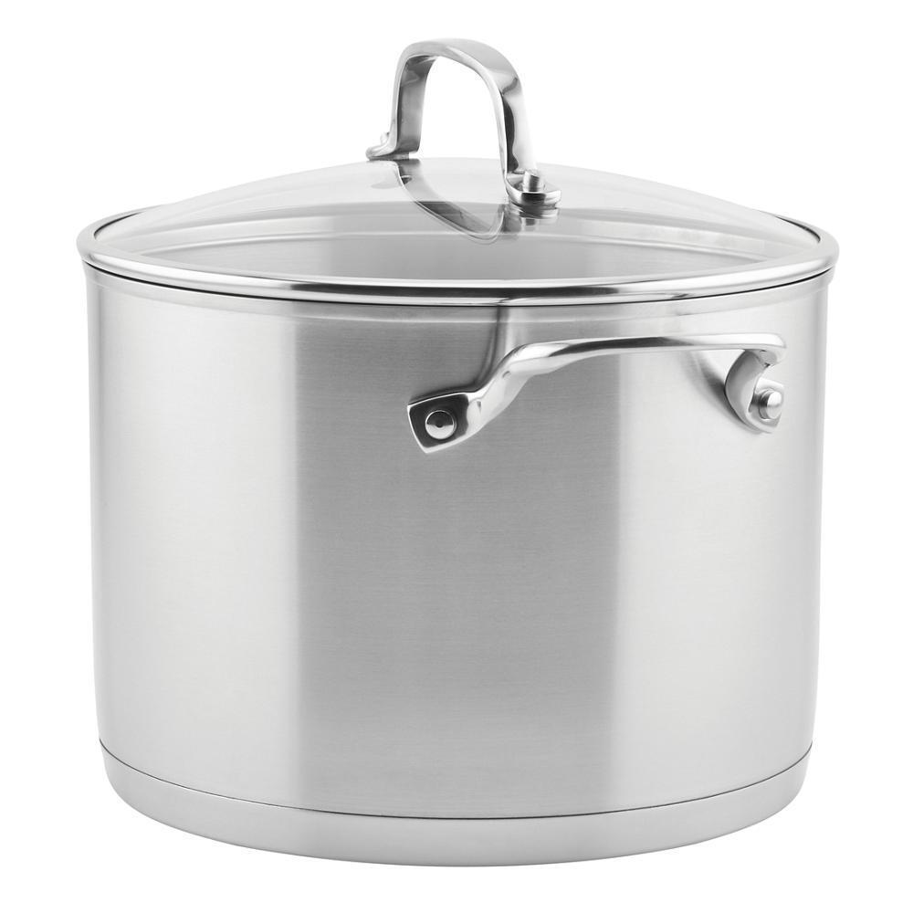 **Amana 8Qt Induction Stock Pot - Stainless Steel Cookware with Lid for Soups, Stews & Pasta - Perfect for Home Cooking & Professional Kitchens**
