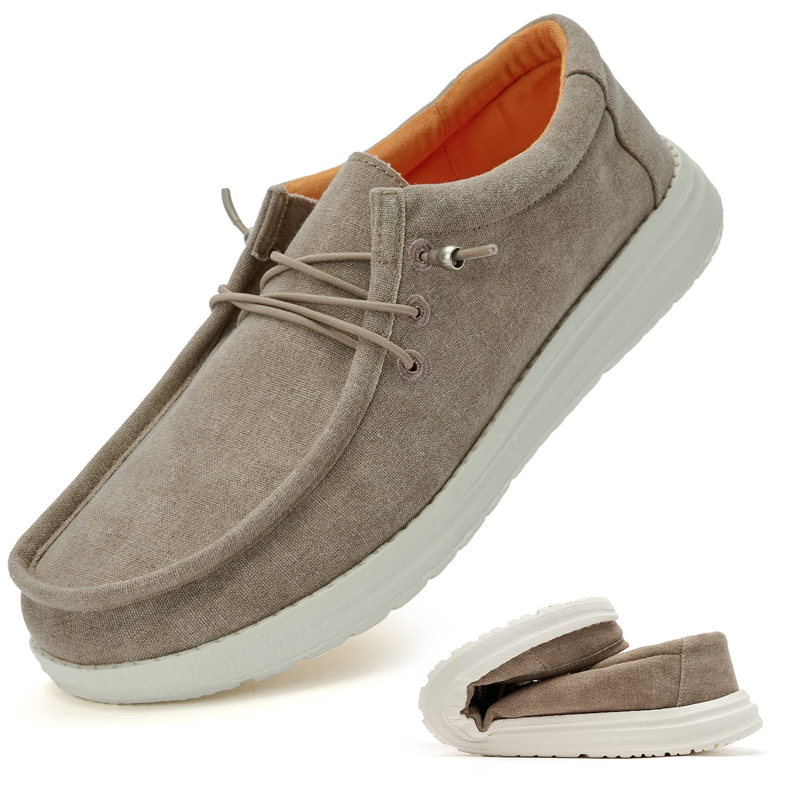 **Men's Slip-On Loafers - Lightweight Canvas Boat Shoes for Men | Comfortable Softsole Casual Walking Shoes | Perfect for Travel, Work & Everyday Wear**