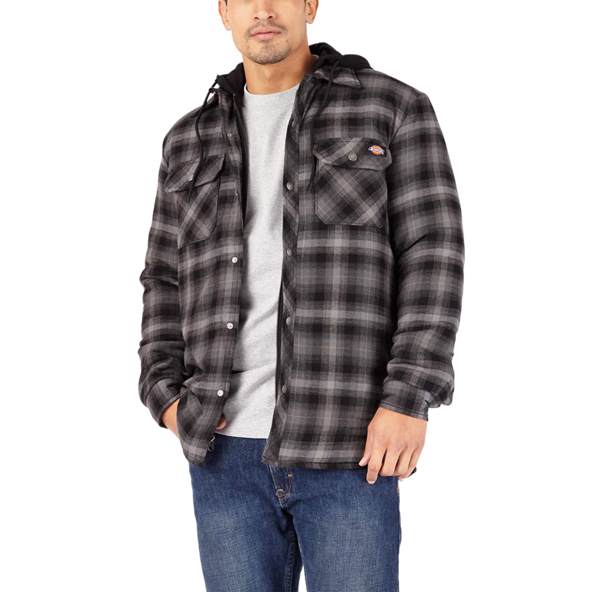 Dickies Men's Big & Tall Relaxed Fleece Hooded Flannel Shirt Jacket - Warm & Comfortable Workwear for Outdoor Activities, Camping & Casual Wear