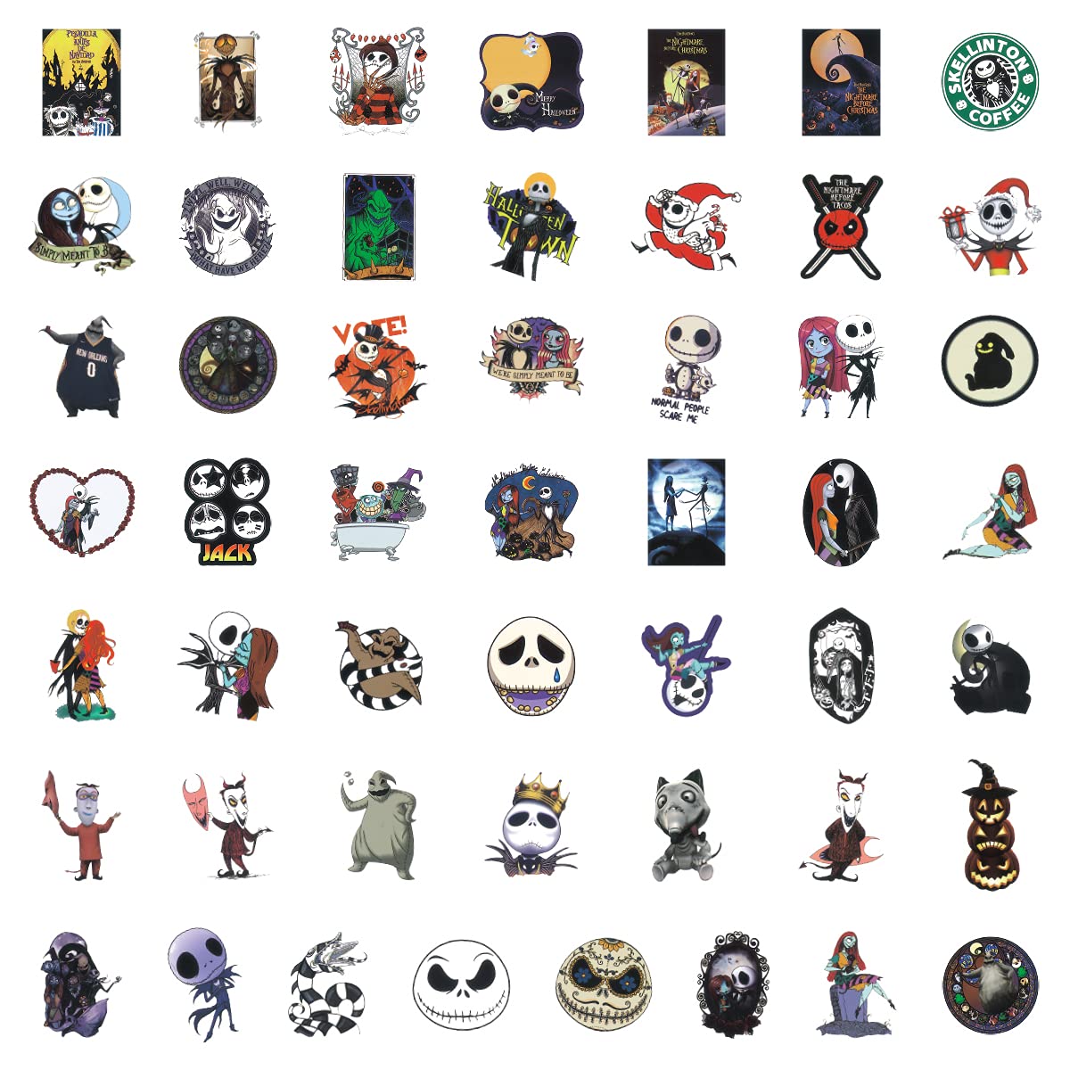Nightmare Before Christmas Stickers Pack - 103PCS Halloween Anime Vinyl Decals | Waterproof Cute Stickers for Teens & Adults | Perfect for Laptop, iPad, Phone, Guitar & Luggage Decoration | Great Gift Idea for Halloween & Christmas