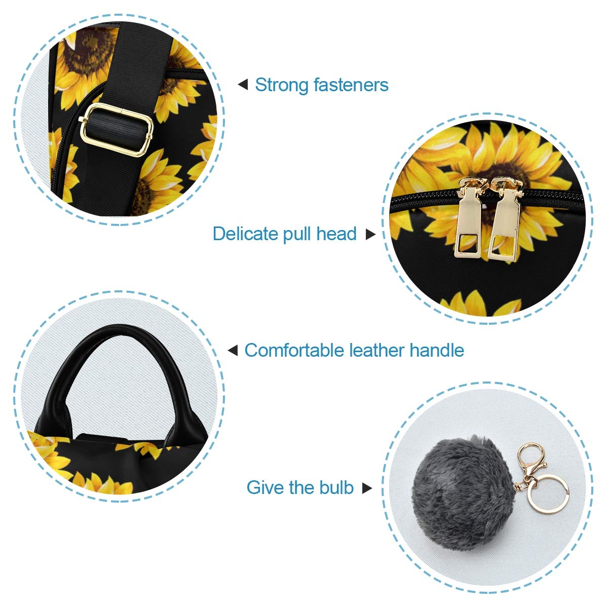 Stylish Yellow Sunflower Backpack Purse for Women - Adjustable Shoulder Straps, Trendy Crossbody Bag for School, Travel & Outdoor Adventures