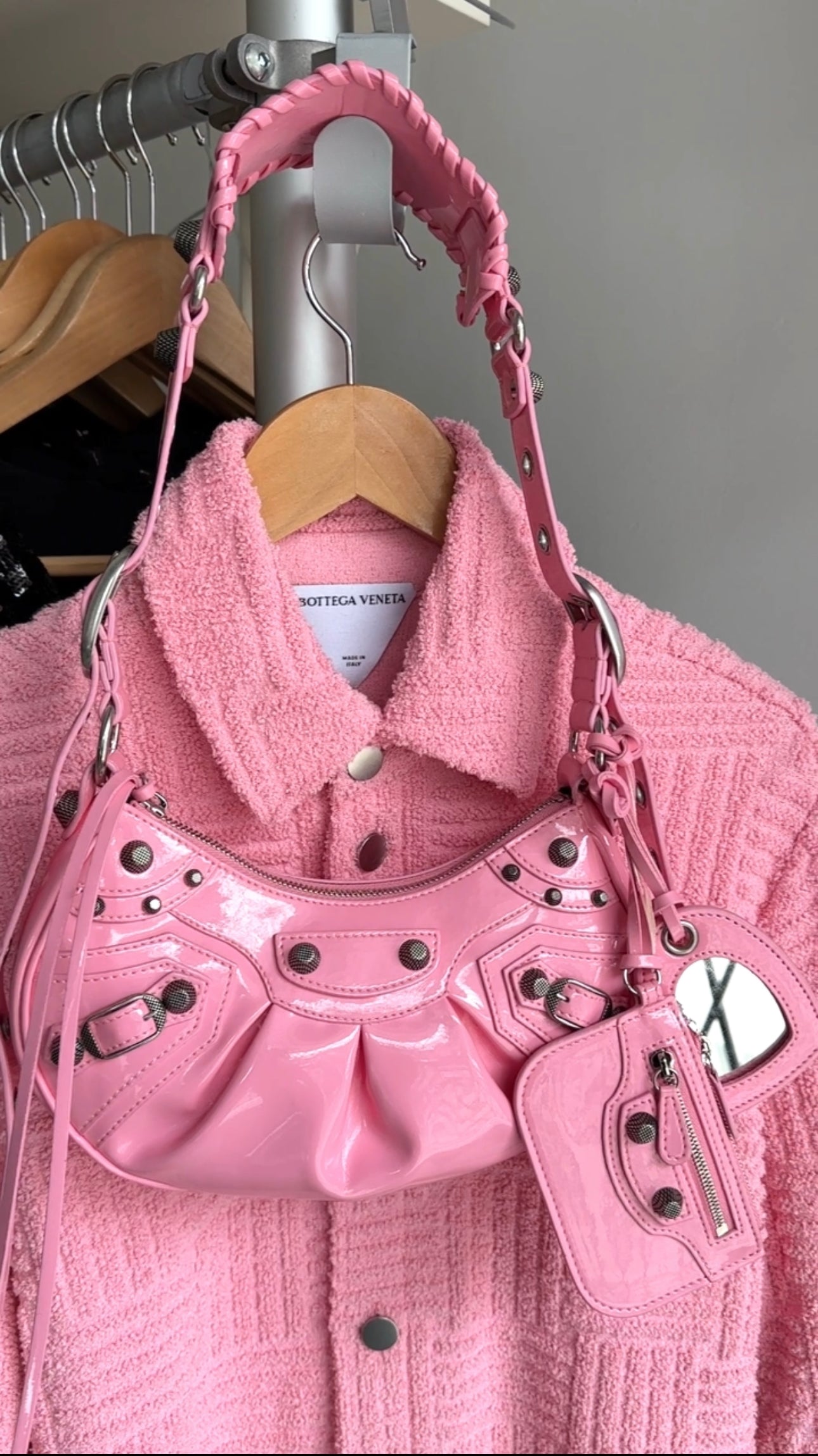 Balenciaga Bubble Gum Pink Patent Leather Le Cagole Bag - Stylish Designer Handbag for Women, Perfect for Parties, Date Nights & Fashion Events