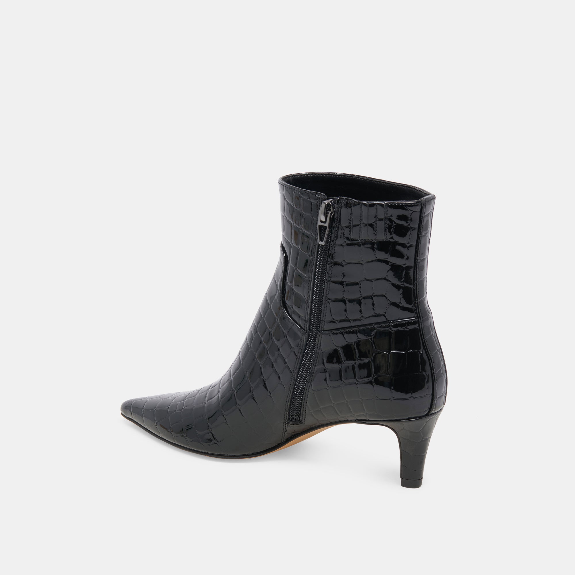 SONDRA Black Embossed Leather Booties for Women - Stylish Ankle Boots for Fall & Winter, Perfect for Office, Party & Casual Outfits
