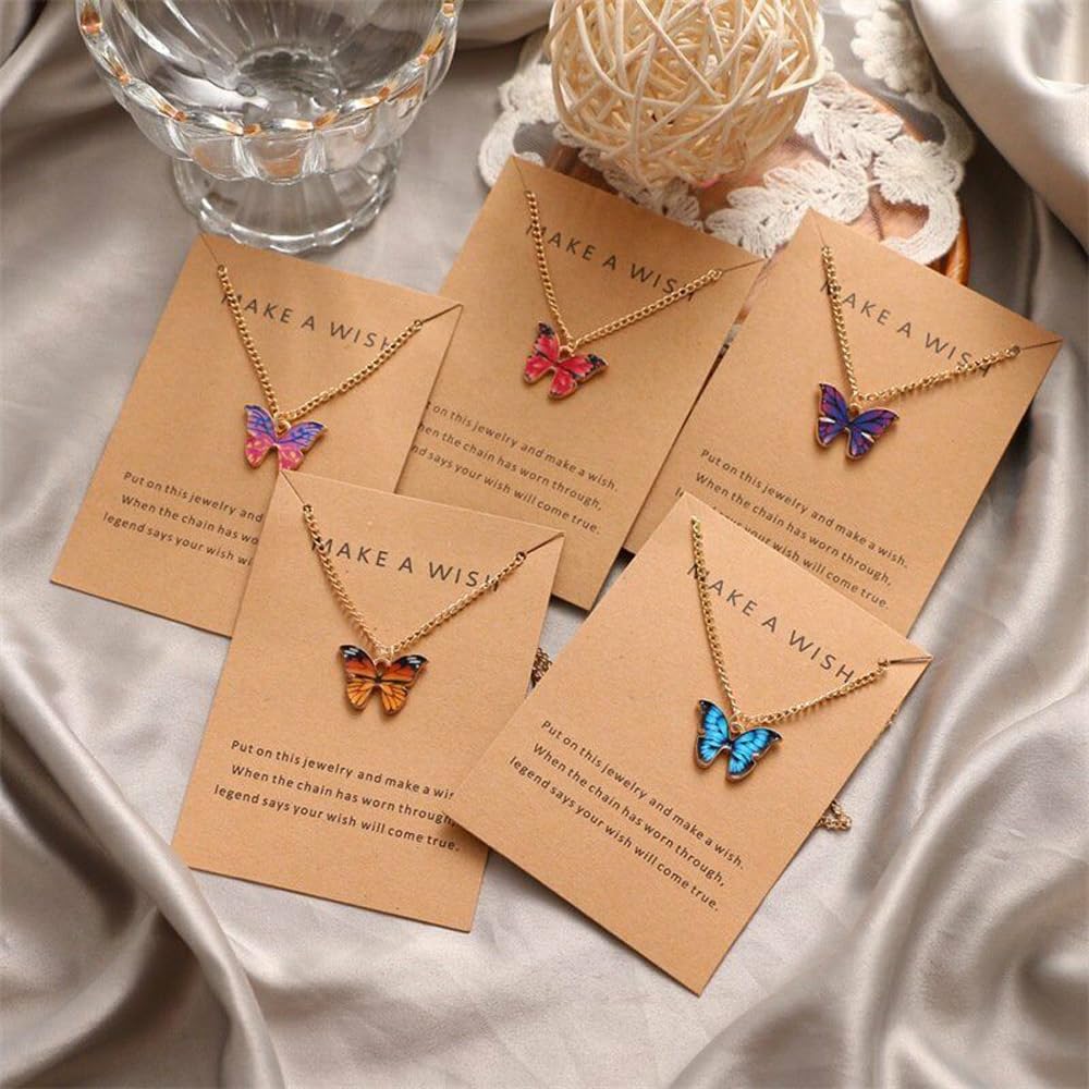 Shining Diva Fashion 5-6 Pcs Stylish Butterfly Jewelry Necklace Set for Women - Elegant Pendant Necklace Gift for Girls, Teens & Women | Perfect for Birthday, Anniversary, Party & Special Occasions
