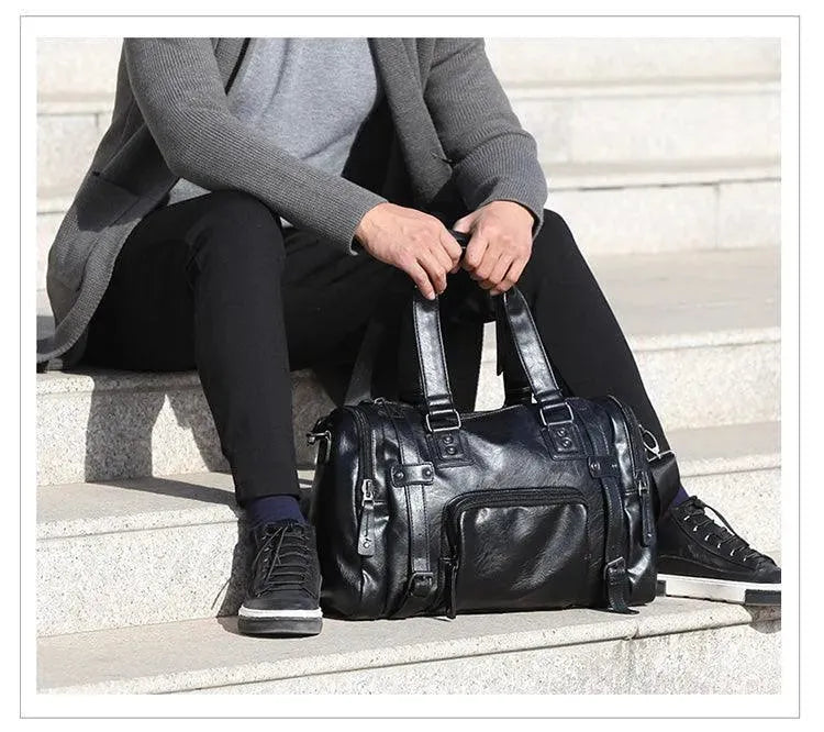 Premium Genuine Leather Duffle Bags for Men - Waterproof Travel Gym Weekender Bag - Perfect for Business Trips, Gym & Weekend Getaways
