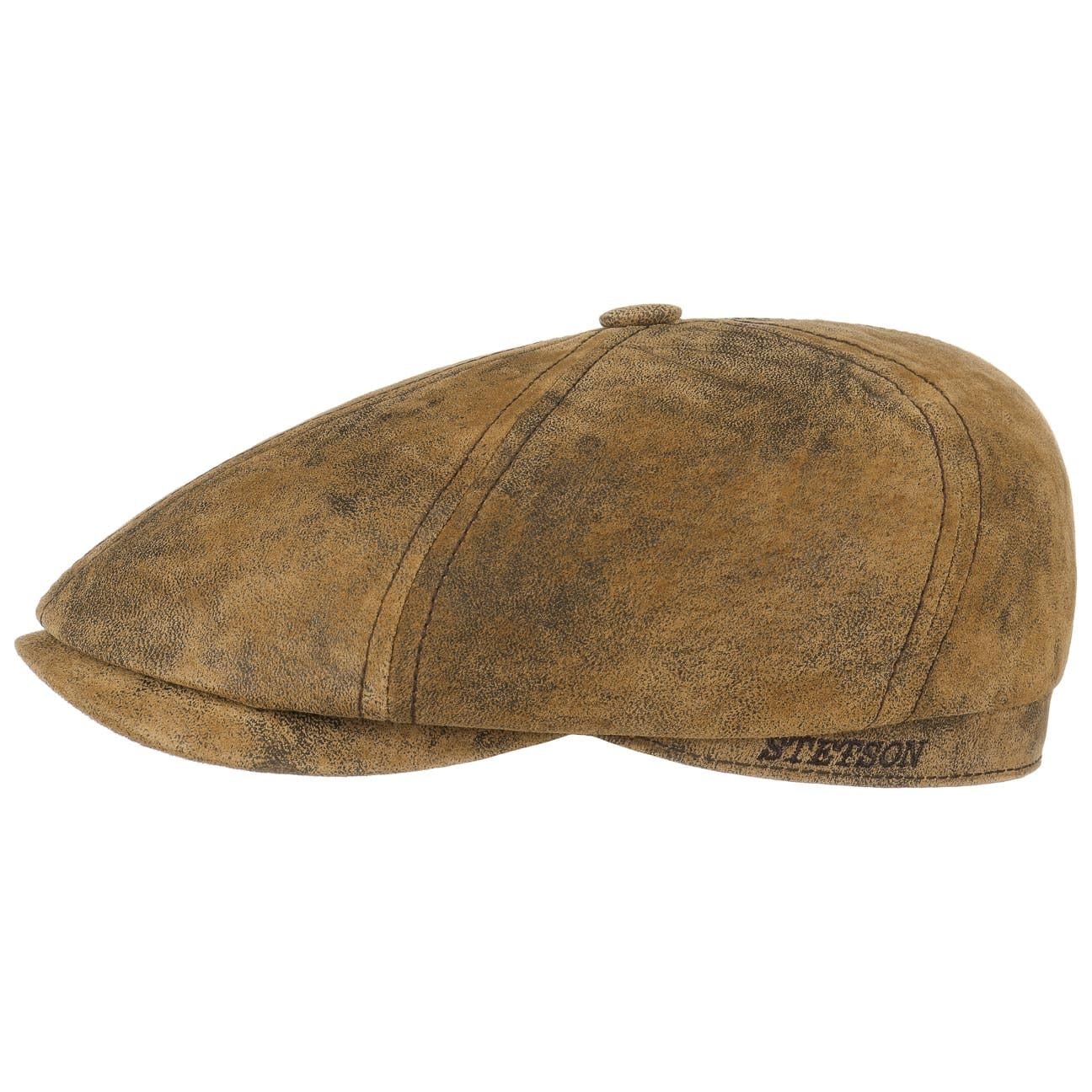 Stetson Lanesboro Leather Newsboy Cap for Men – Vintage Style Leather Driver Hat for Casual & Outdoor Wear – Perfect for Driving, Travel, and Everyday Fashion