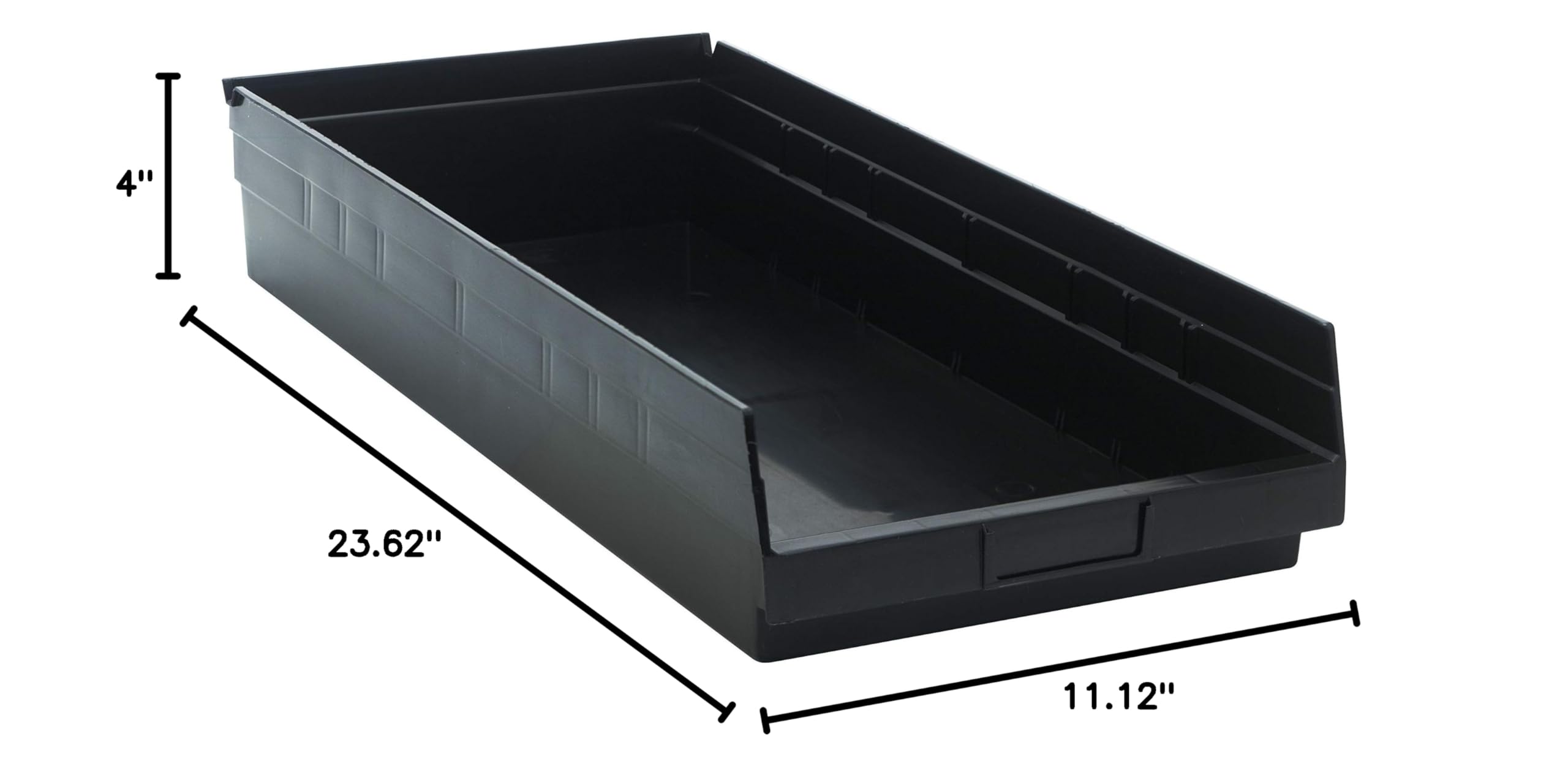 QUANTUM STORAGE SYSTEMS K-QSB116BK-3 3-Pack Black Plastic Shelf Bin Storage Containers, 23-5/8