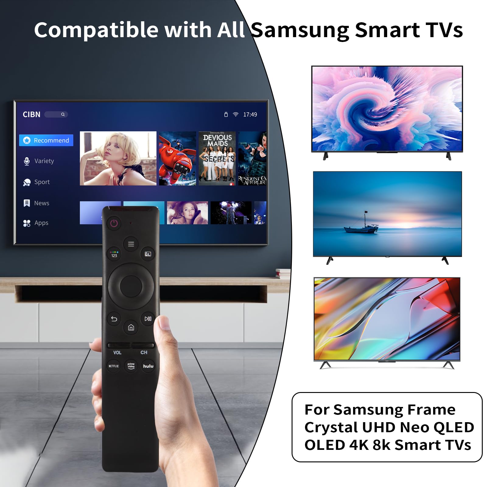 Universal Remote Control for Samsung Smart TV - Replacement for Samsung 4K UHD LED HDTV (BN59-01310C) | Works with Curved & Flat Screens | Perfect for Home Theater & Living Room Entertainment
