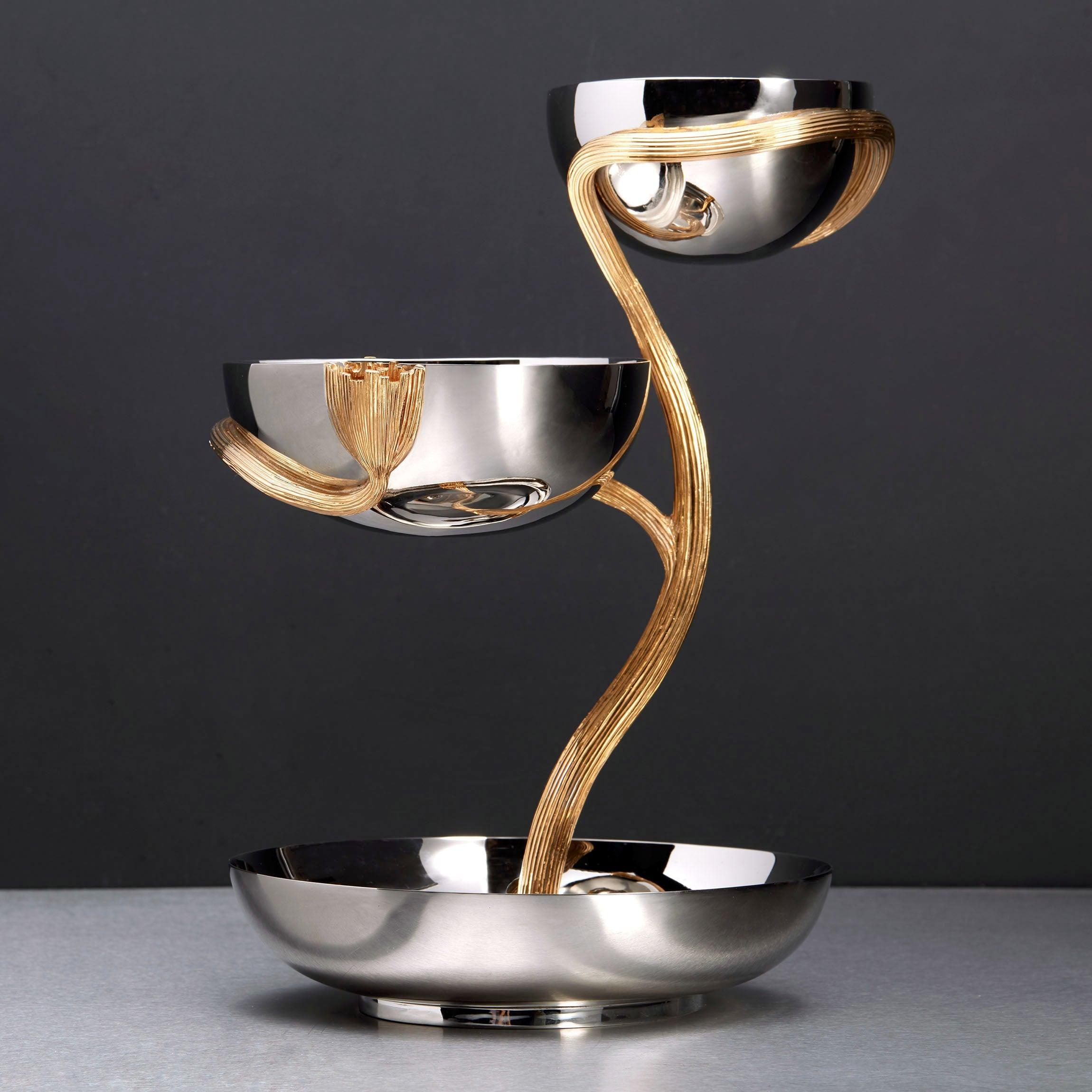 3-Tier Decorative Leaf Serving Tray - Medium Size for Elegant Dessert Display, Party Snack Serving & Home Decor
