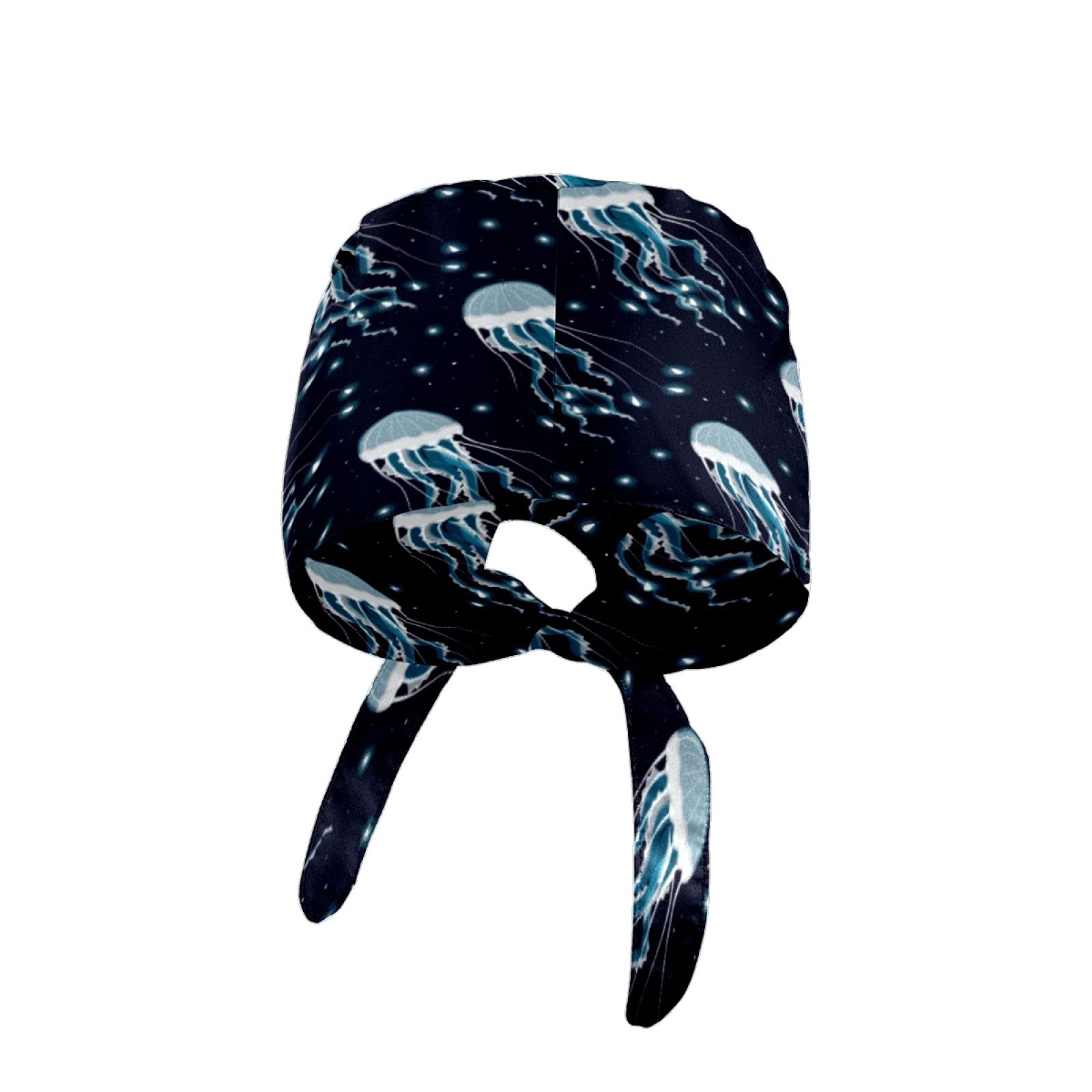 Light Blue Jellyfish Print Navy Baseball Cap with Adjustable Strap & Sweatband - Unisex Work Hat for Men & Women - Perfect for Outdoor Jobs, Sports, and Casual Wear