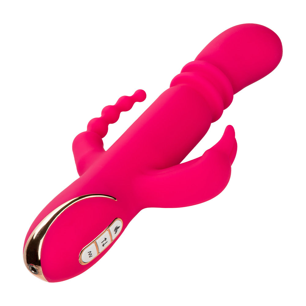 Jack Rabbit Signature Heated Silicone Triple Fantasy Rabbit Vibrator - Waterproof G-Spot & Clitoral Stimulator for Women - Perfect for Couples Play & Solo Pleasure