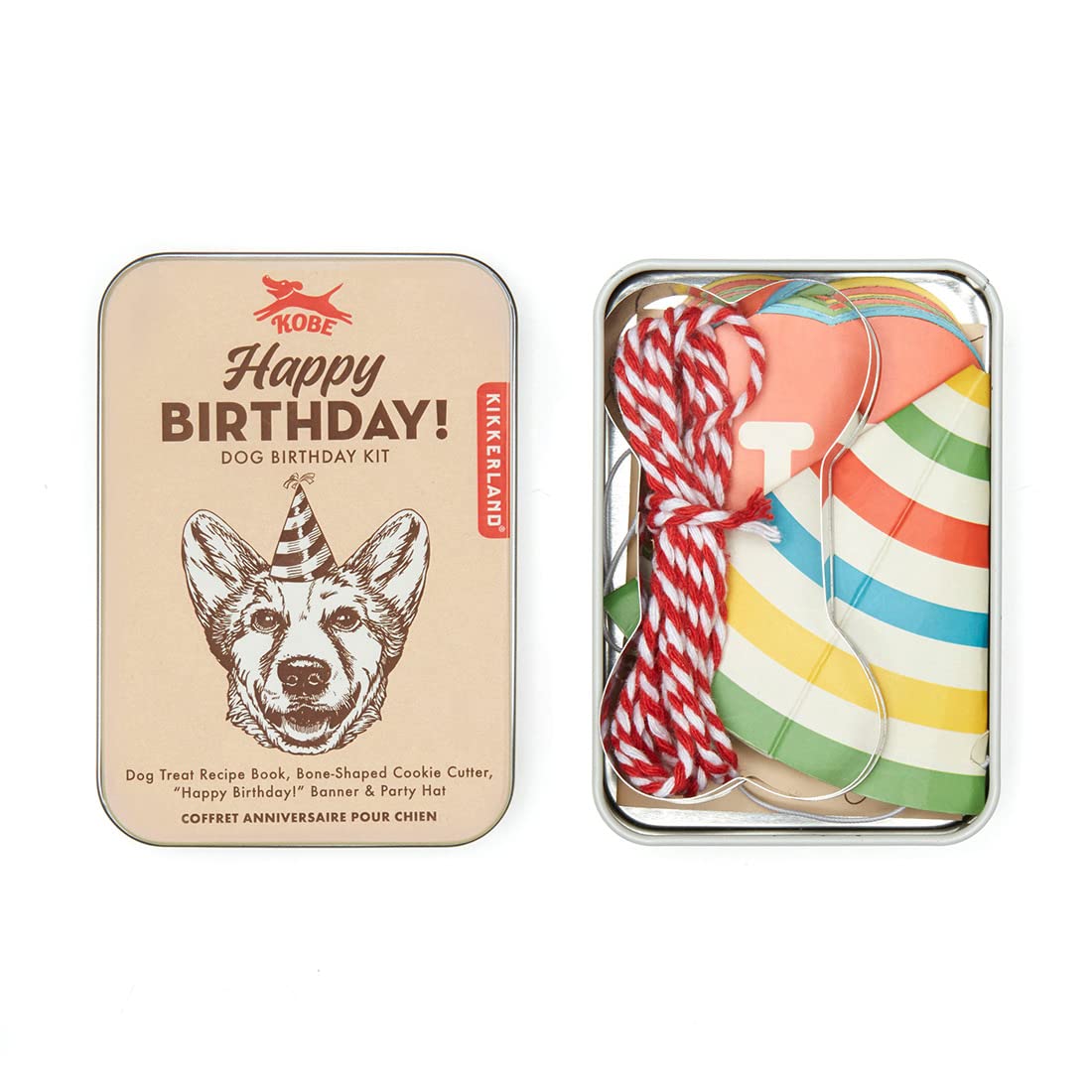 Kikkerland Happy Birthday Dog Party Kit - Fun Pet Birthday Celebration Supplies for Dogs - Perfect for Dog Birthday Parties, Pet Celebrations & Special Occasions