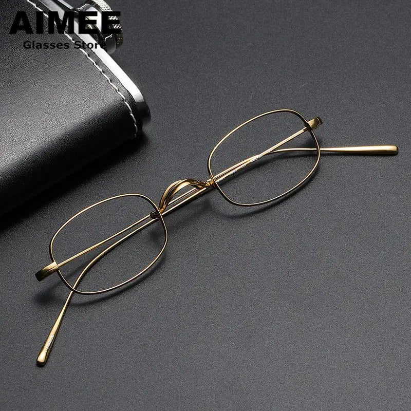 Aimee Unisex Full Rim Small Square Titanium Eyeglasses 1256 - Lightweight & Durable Frame for Reading, Computer Use & Everyday Wear