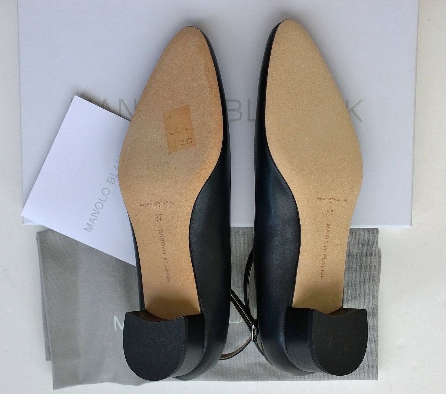 Manolo Blahnik Listony Black Leather Ankle Strap Block Heel Flats - Elegant Women's Dress Shoes for Parties, Weddings & Evening Events