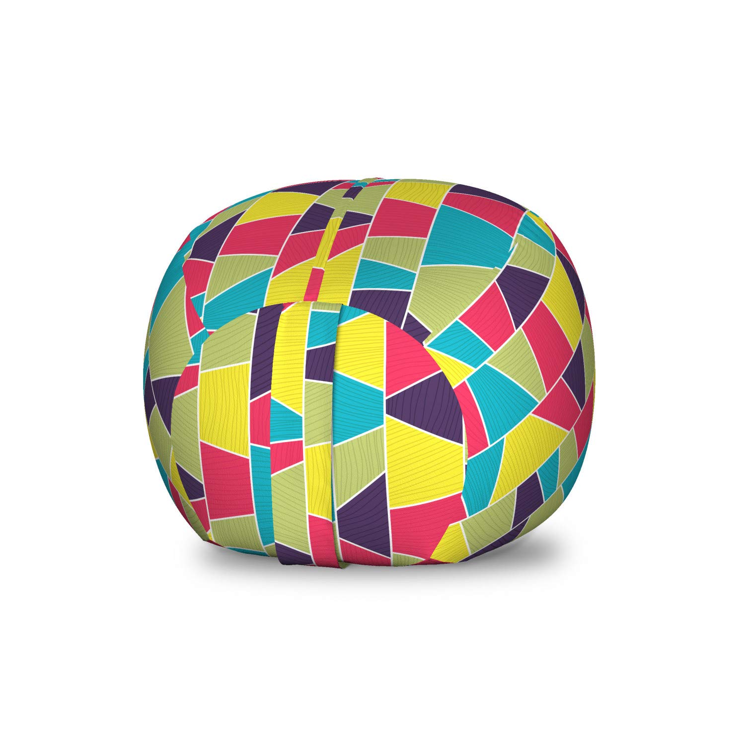 Ambesonne Colorful Storage Toy Bag Chair - Mosaic Pattern with Lines & Hand-Drawn Borders, Washable Stuffed Animal Organizer (Small, Multicolor) - Perfect for Kids' Room Organization & Playroom Storage