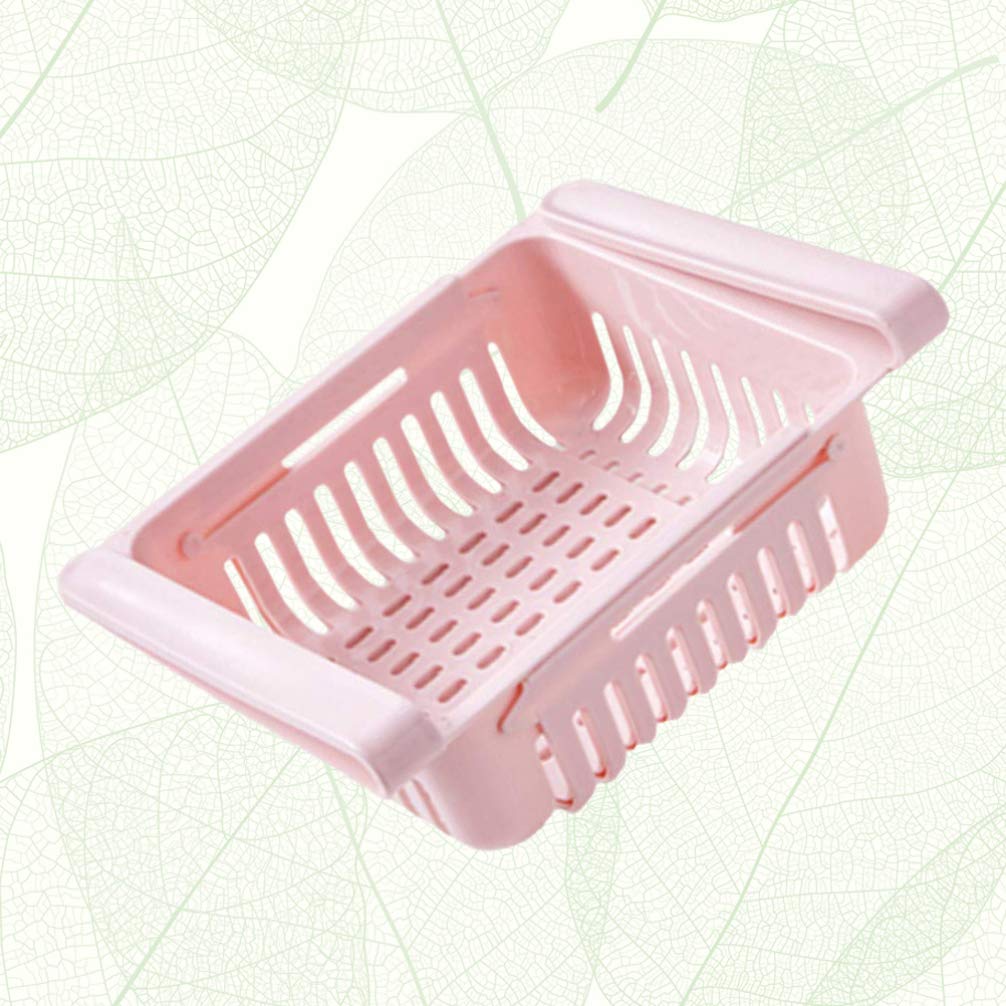 Cabilock 2-Pack Refrigerator Egg Storage Box - Mini Freezer Shelf Organizer, Non-Slip Kitchen Rack for Fruits, Vegetables & Tools - Space Saving Drawer Shelf for Fridge, Pantry & Small Kitchen Organization (Pink)