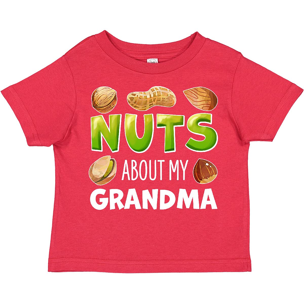 Inktastic 'Nuts About My Grandma' Peanut, Almond, Pistachio Toddler T-Shirt - Cute Casual Outfit for Grandparents Day, Family Reunions & Toddler Photoshoots