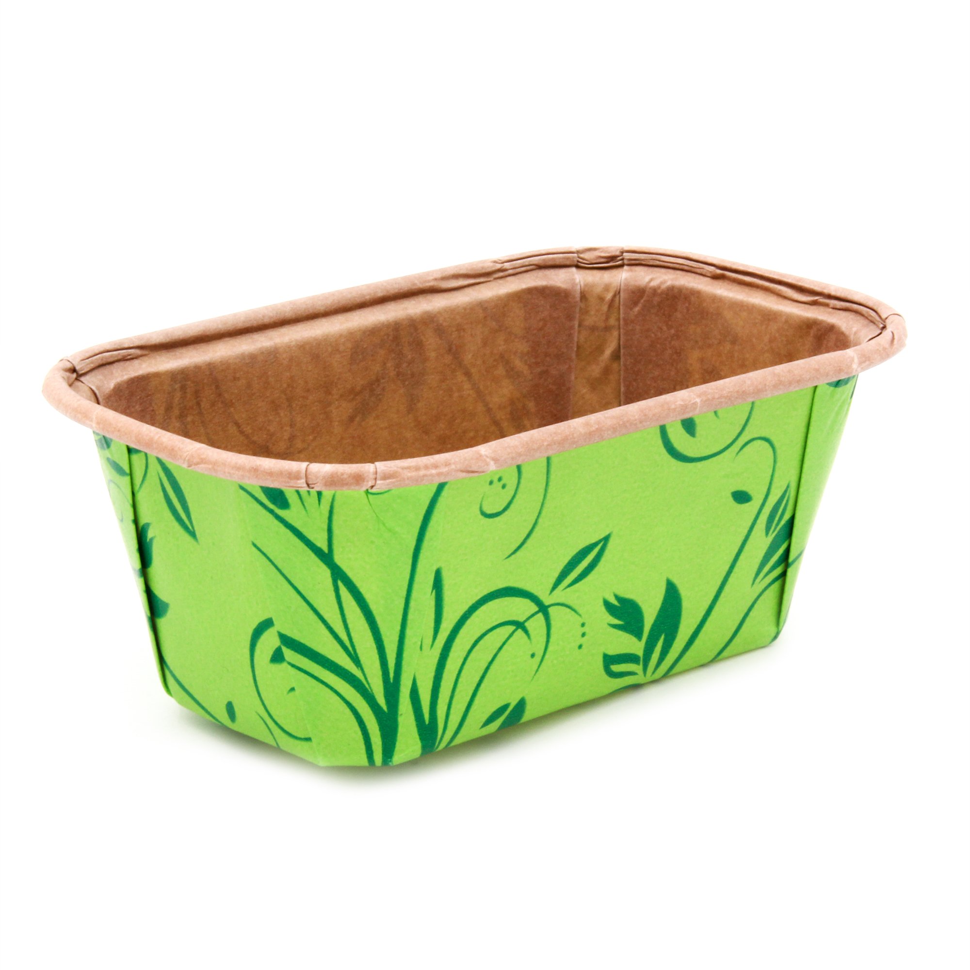 Premium Mini Paper Baking Loaf Pans - 600 Pack Eco-Friendly Disposable Molds for Chocolate Cake, Banana Bread & Muffins | Perfect for Home Baking, Parties & Gift Packaging (Dark Green Print)
