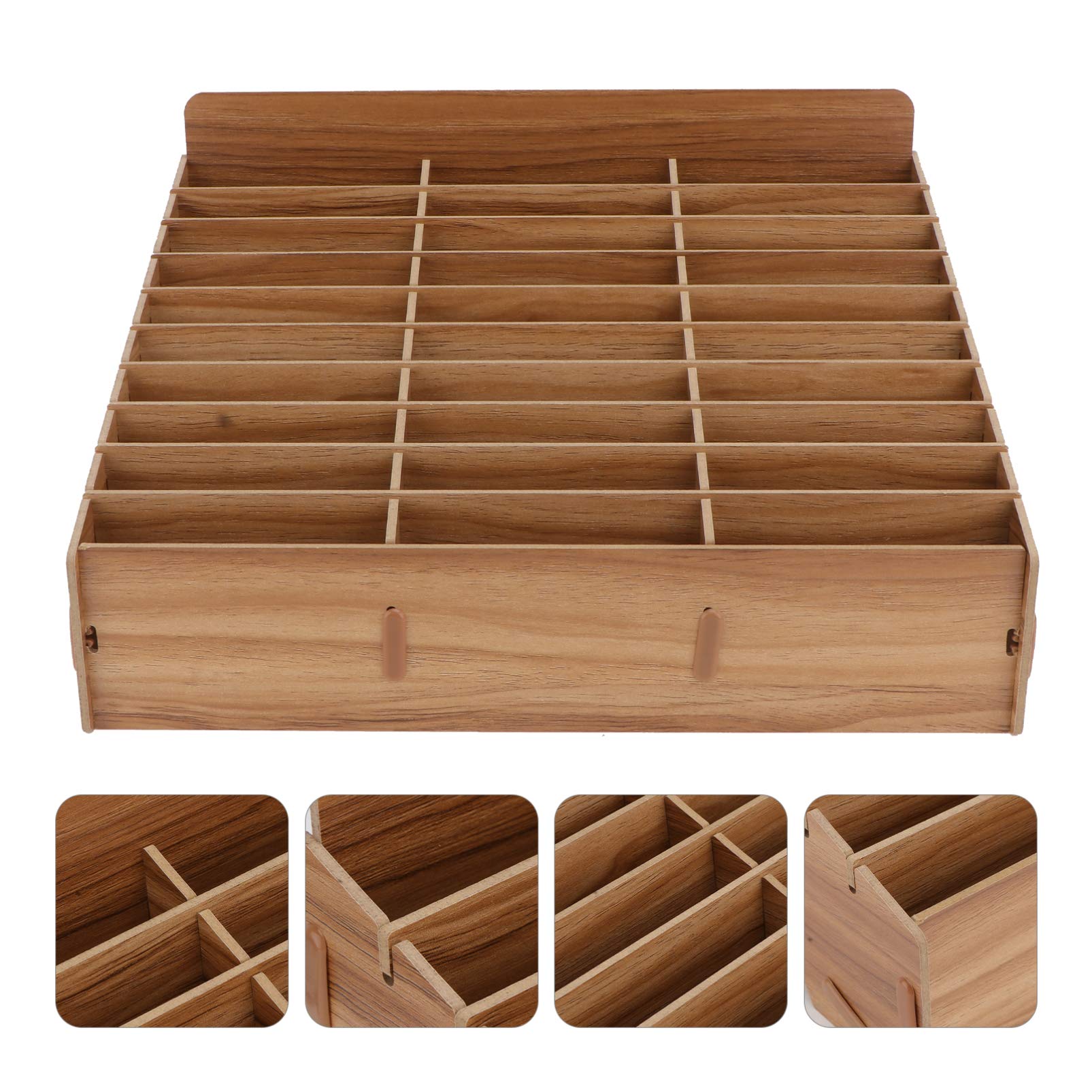 DOITOOL 30 Grids Desktop Cell Phone Holder Organizer - Brown Storage Box for Classroom, Office & Home | Perfect for Organizing Smartphones, Tablets & Office Supplies | Ideal for Teachers, Students & Professionals