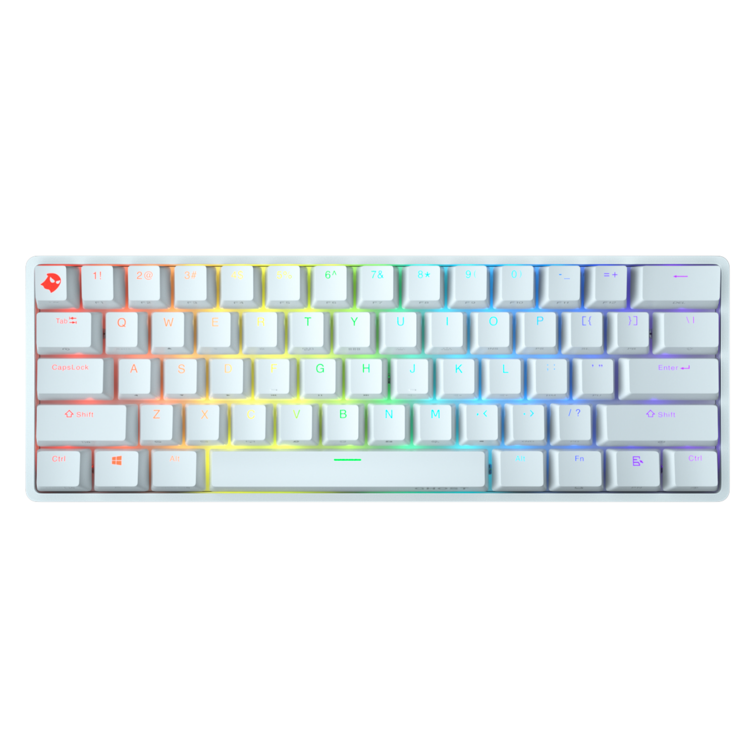 Ghost K1 Wireless Mechanical Keyboard - 60% Compact, RGB Backlit, Bluetooth/2.4G/USB-C for PC/Mac - White Gaming Keyboard for Esports, Office & Home Use