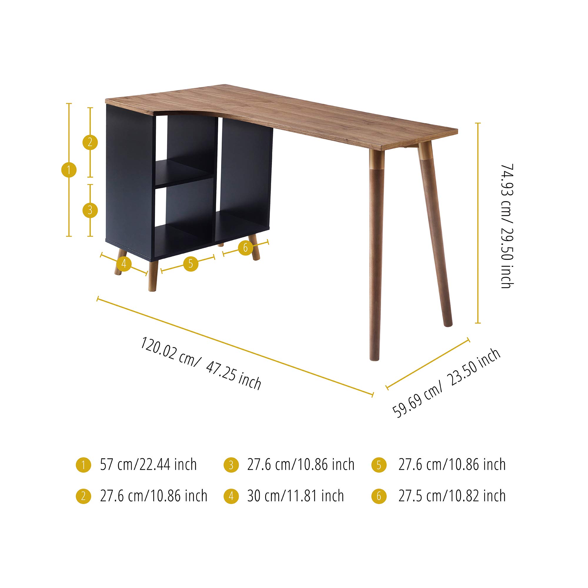 Premium Walnut & Black Office Desk - Modern Ergonomic Workstation for Home & Business Use - Perfect for Remote Work, Study, and Professional Workspaces