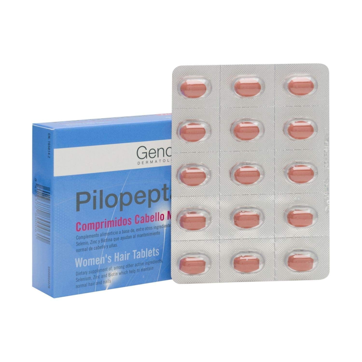 Genov* Pilopeptan Women's Hair Regrowth Treatment - 30 Tablets for Hair Loss Prevention & Nail Health - Vitamin-Enriched Supplement for Thicker Hair - Ideal for Daily Use & Travel - Made in Spain