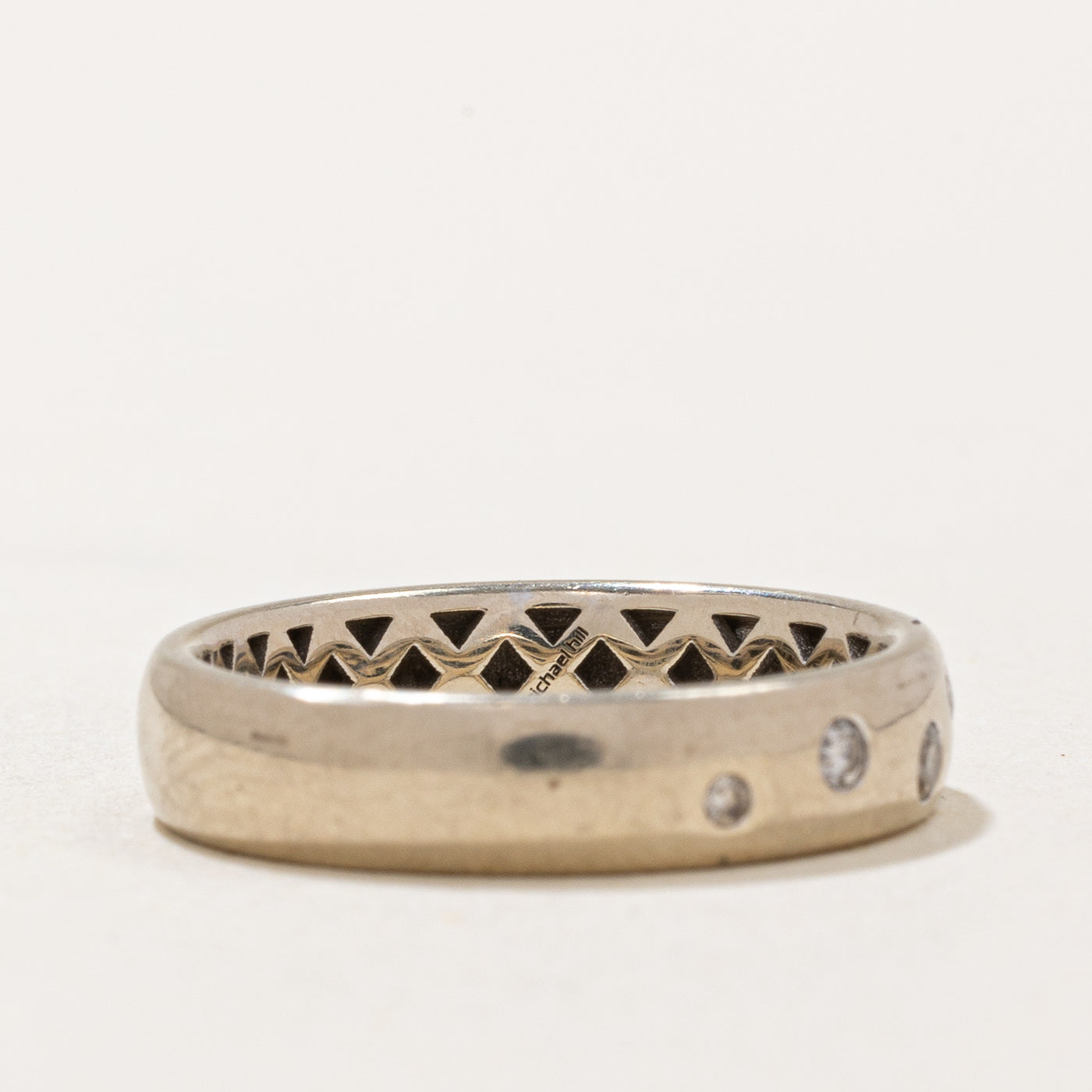 White Gold Flush Set Diamond Band Ring - 0.12 Carat Total Weight (CTW) - Size 4.75 - Perfect for Engagement, Wedding, Anniversary & Everyday Elegance