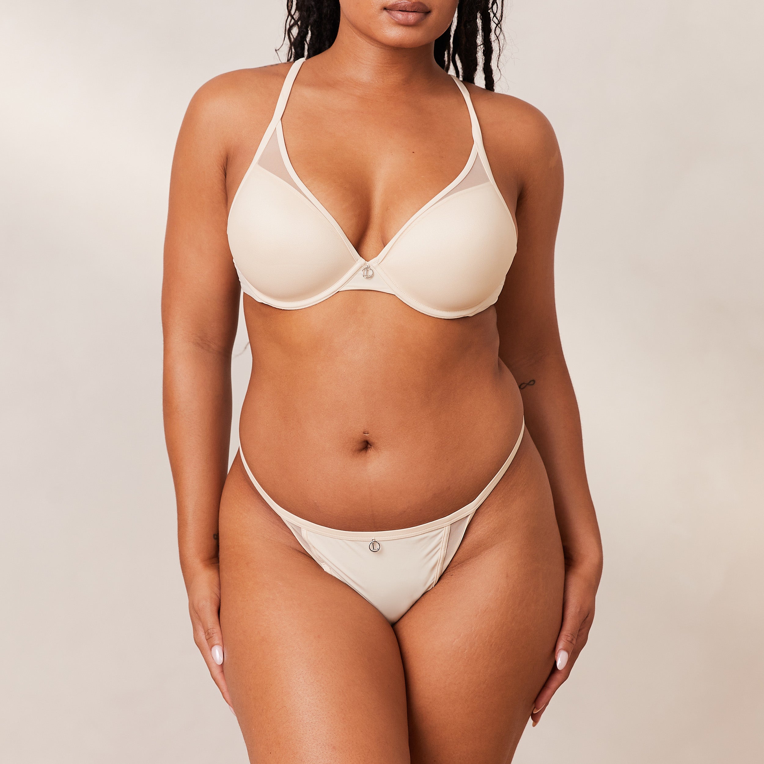 Classic Plunge T-Shirt Bra in Latte - Comfortable & Supportive Underwire Bra for Everyday Wear, Workouts, and Layering