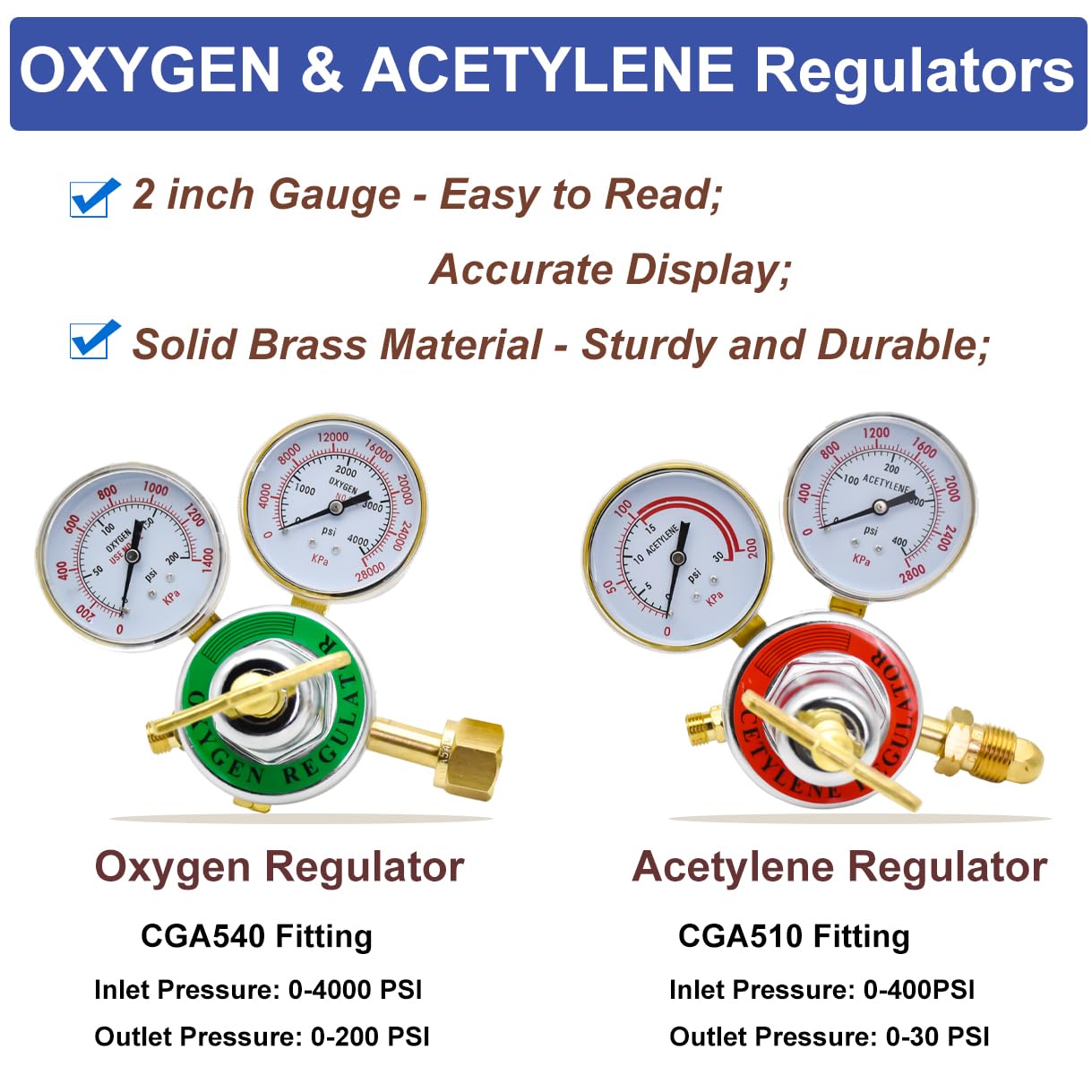 Oxy Acetylene Torch Kit - Medium Duty Welding & Cutting Set with Heating Nozzle, Gas Regulator & Oxygen Acetylene Hose | Professional Metal Fabrication, DIY Repair, and HVAC Installation Tool