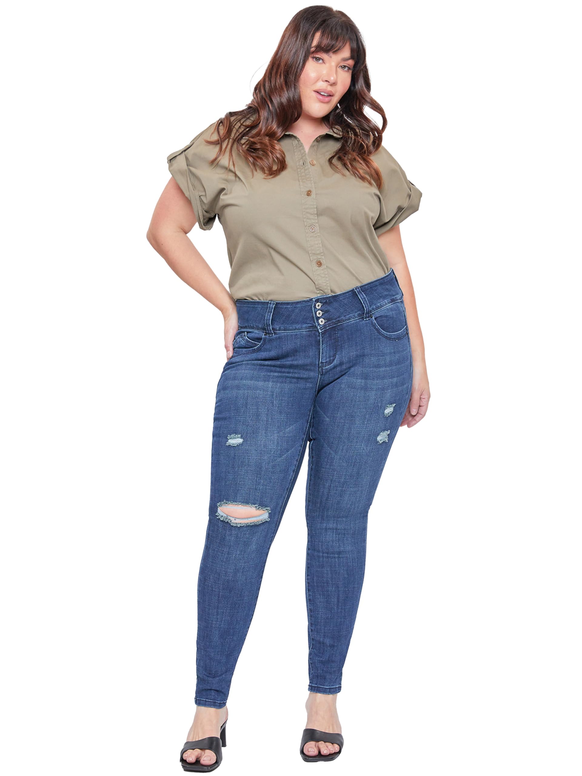 Royalty For Me Women's Plus Size Sustainable Mid Rise Jeans - Comfortable Stretch Denim Pants for Curvy Women | Perfect for Casual Wear, Office & Everyday Outfits